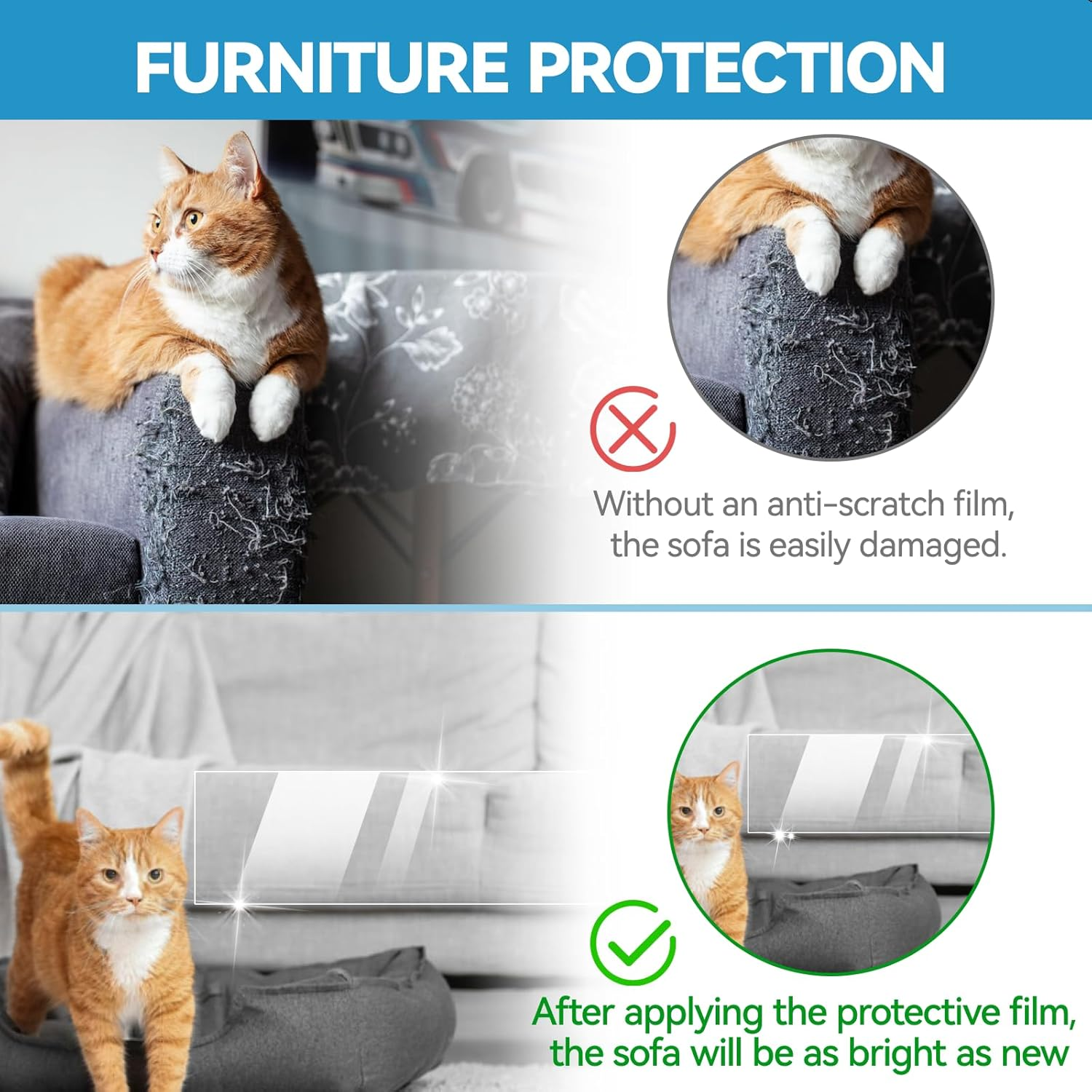 Bed Scratch Protection Cat Scratch Protection Film 20 Cm X 5 M anti Scratch Film, Scratch Protection Film, Scratch Protection Sofa Cat Tape for Furniture, Couch, Door, Wall, Scratch Repellent From image number 5
