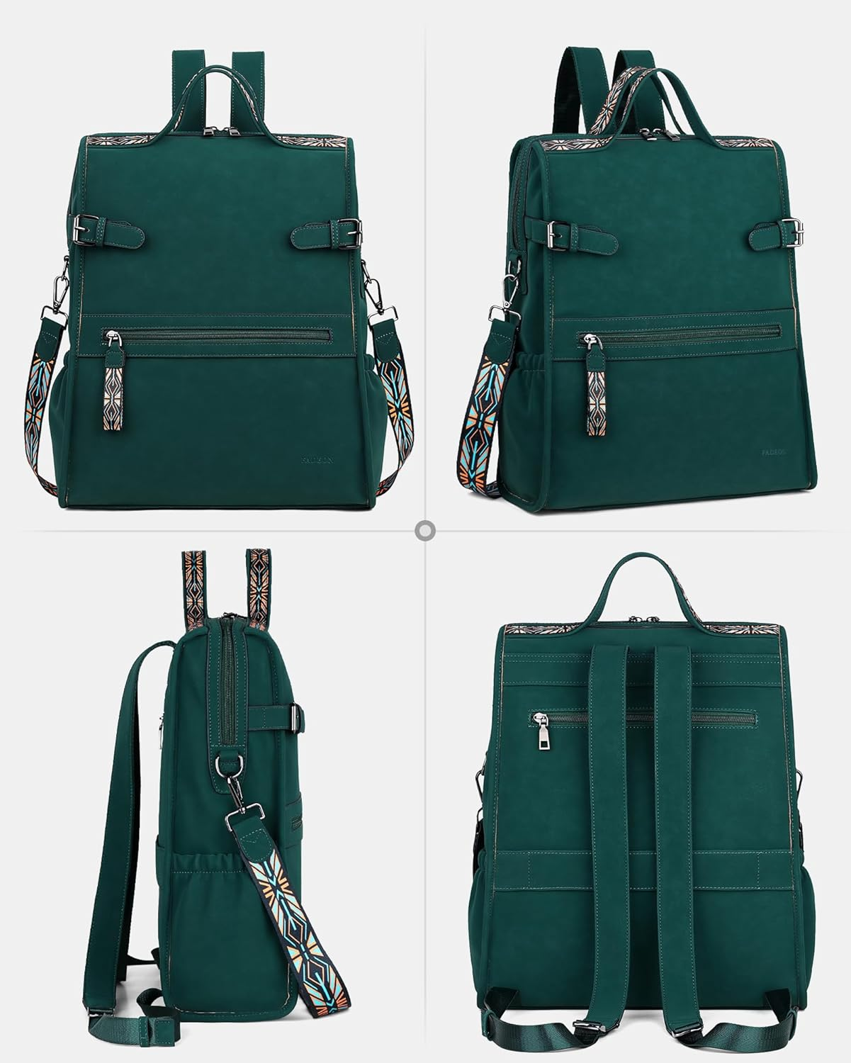 FADEON Leather Laptop Backpack for Women, Designer Ladies Work Travel Computer Backpack with Laptop Compartment