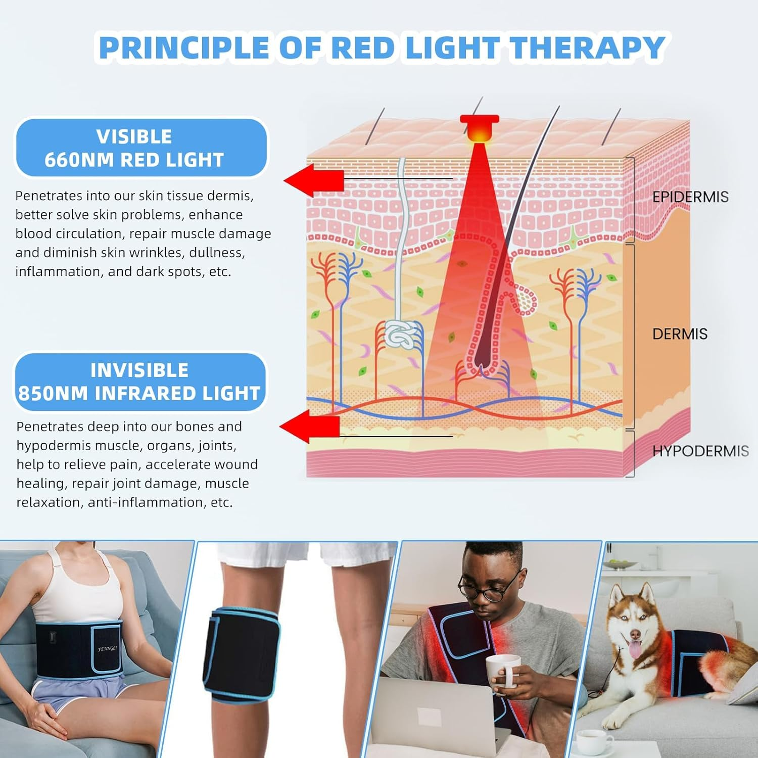 Red Light Belt for Body 105Leds Red Light Lamp with Timer Remote (5/10/15/20/25/30Mins) LED 660Nm&850Nm image number 2