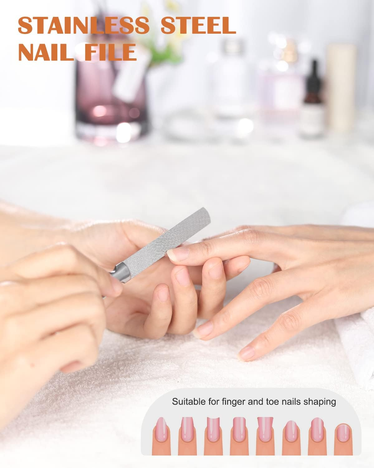 FVION Professional Metal Nail Files - 2 PCS, Stainless Steel, Double-Sided, Coarse & Fine Grit, Manicure & Pedicure Tool Set image number 2