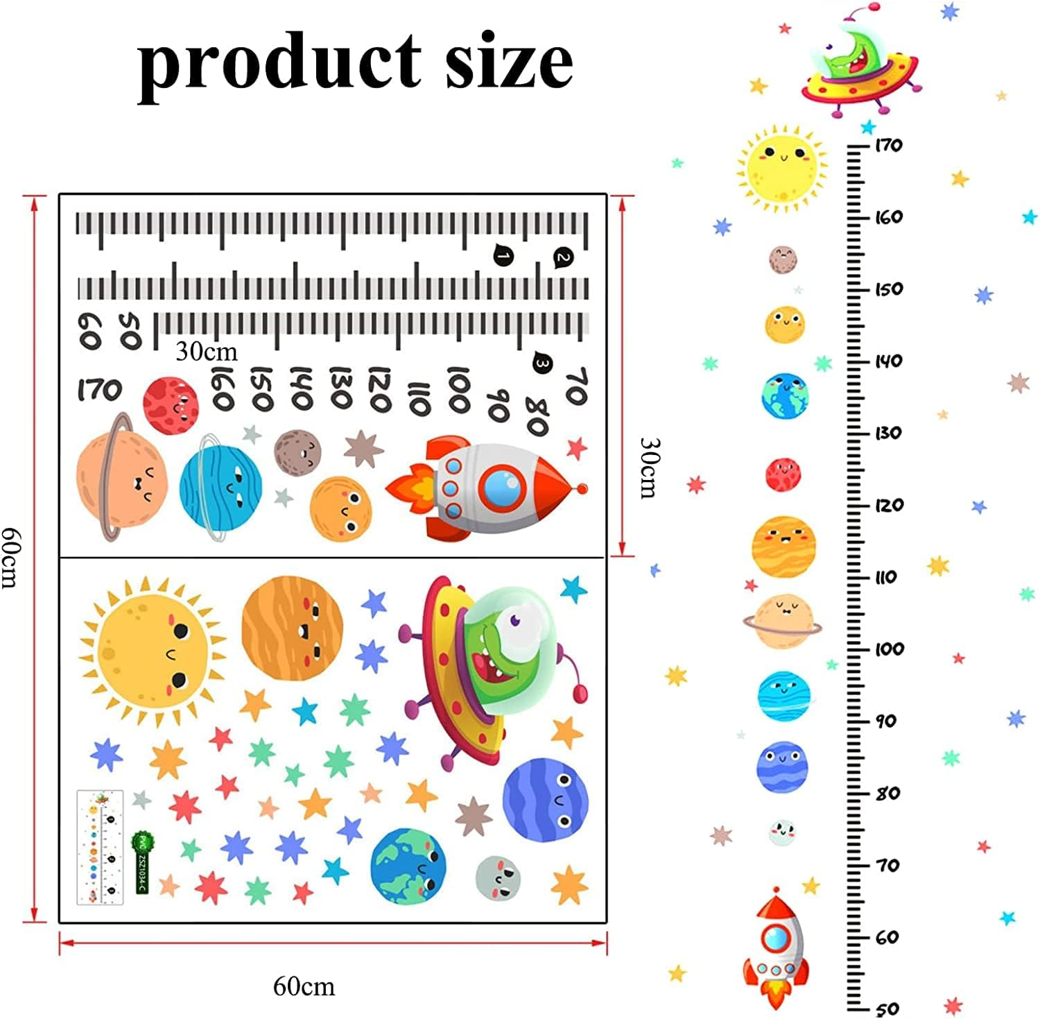 Kids Growth Chart Wall Sticker - Measuring Tree Height Chart for Children'S Room - Body Size Measuring Decal image number 4