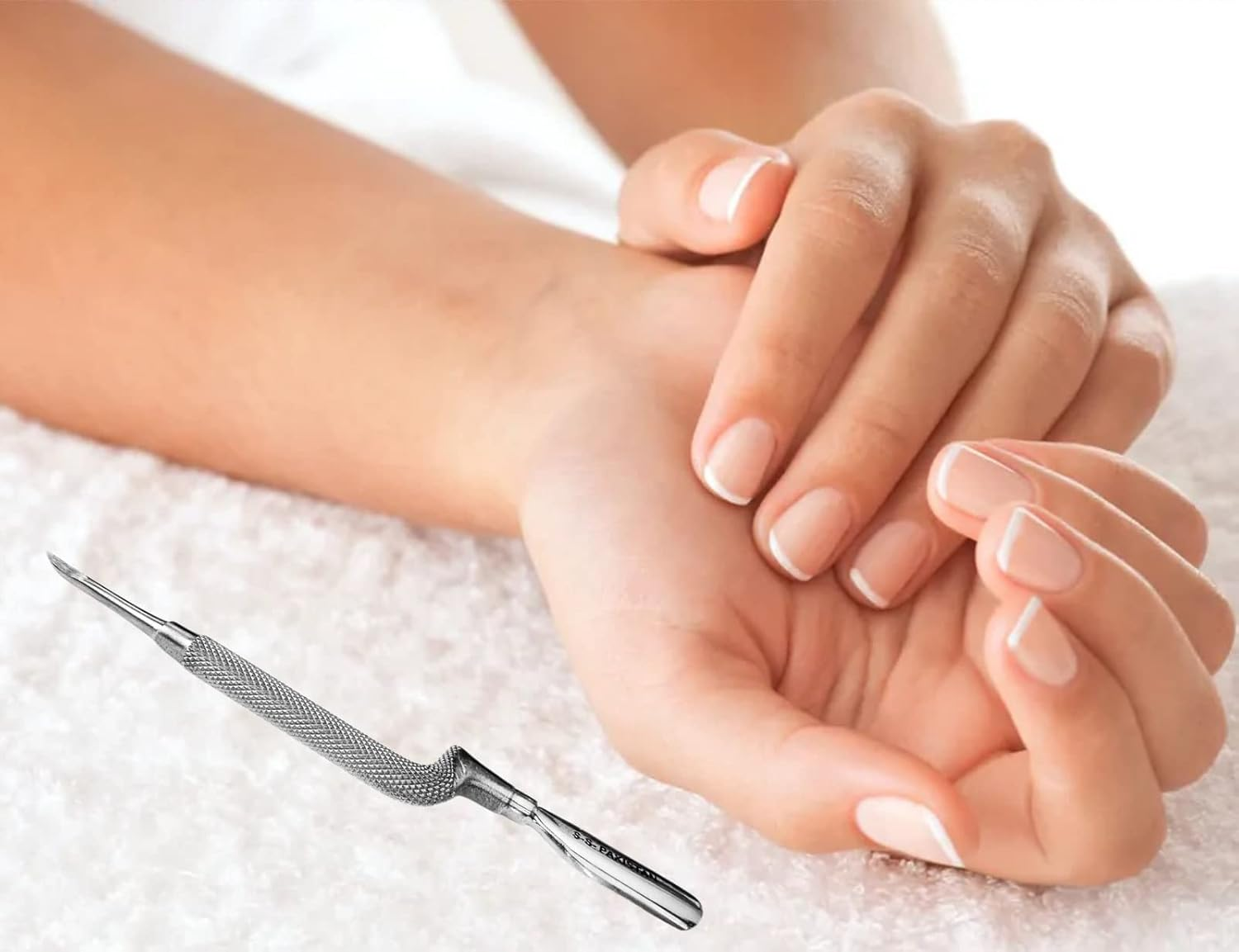 1Pc Comfort Hold Easy Grip Ergonomically Angled Curved Cuticle Pusher Tool Heavy Duty 5" Double Ended Pusher & Cleaner - Premium Pakistan Stainless Steel image number 5