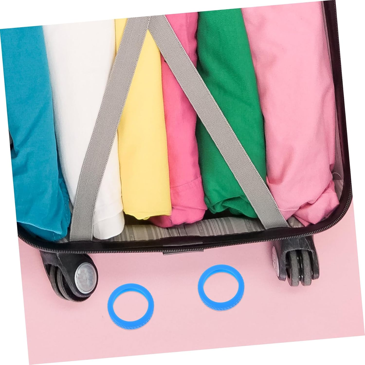 TEMPNAP 8Pcs Silicone Suitcase Wheel Covers Noise-Reducing Luggage Wheel Protectors Floor Protectors for Travel Luggage Caster Blue image number 2