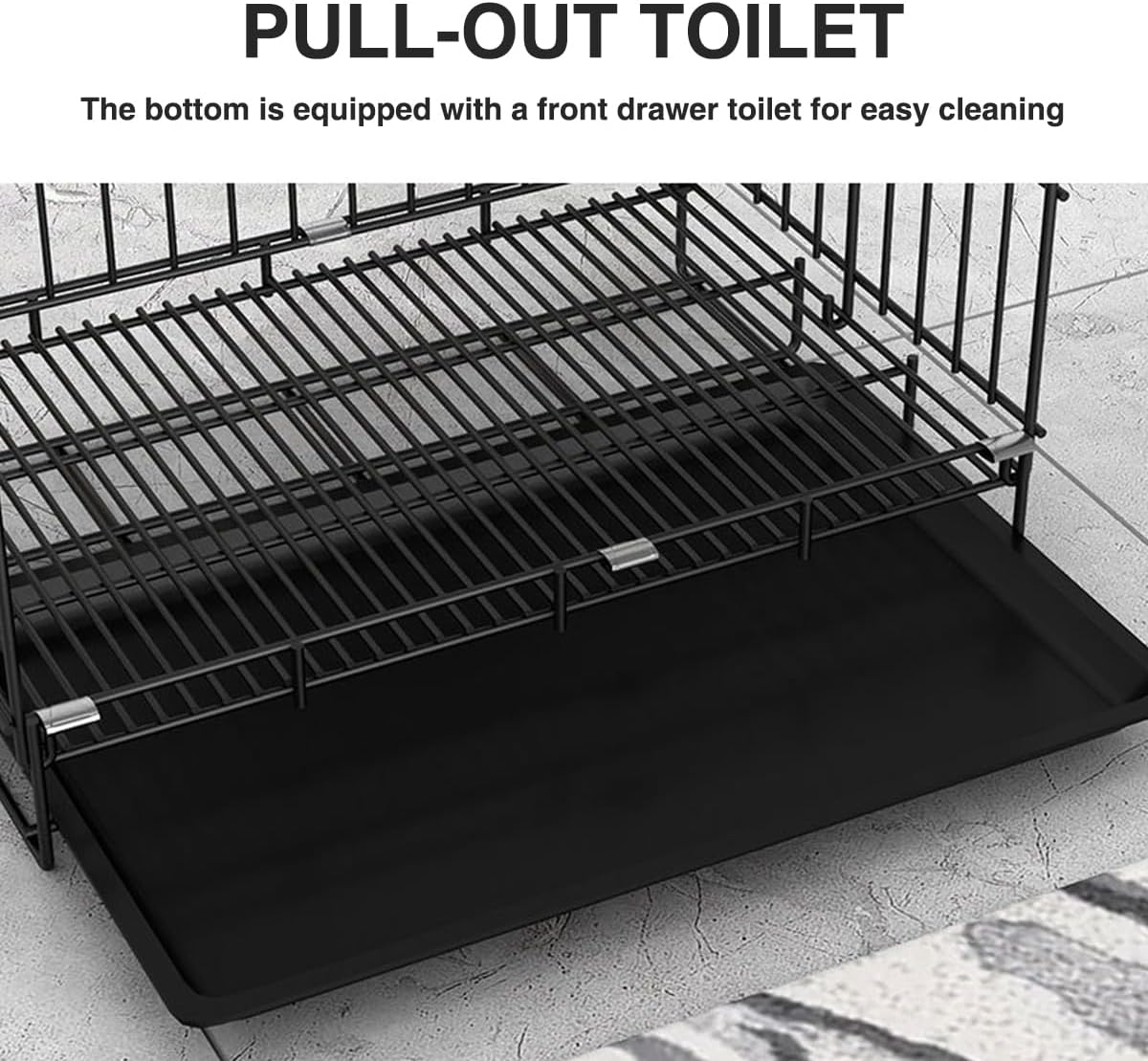 AIMALL Foldable Dog Cage with Pull-Out Tray, Durable Iron Pet Kennel for Small to Large Dogs, Double Door Design, Stable Construction, 19.6 to 24 Inches, Black/Blue/Pink