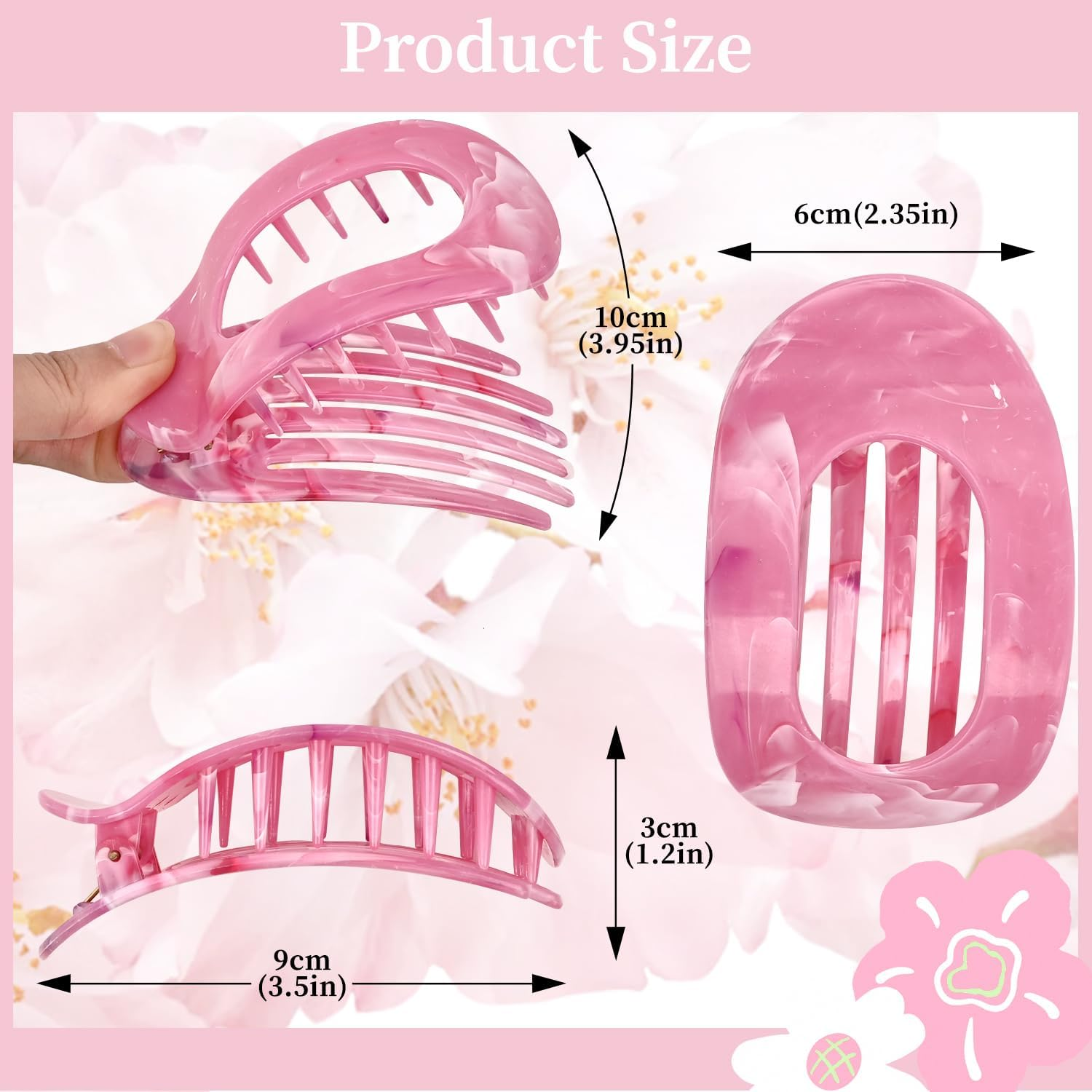 Large Hair Clips for Women French Matte Flat Claw Clips Strong Hold for Thick and Thin Hair 3 Pack in 3 Colors (Combination 2) image number 5