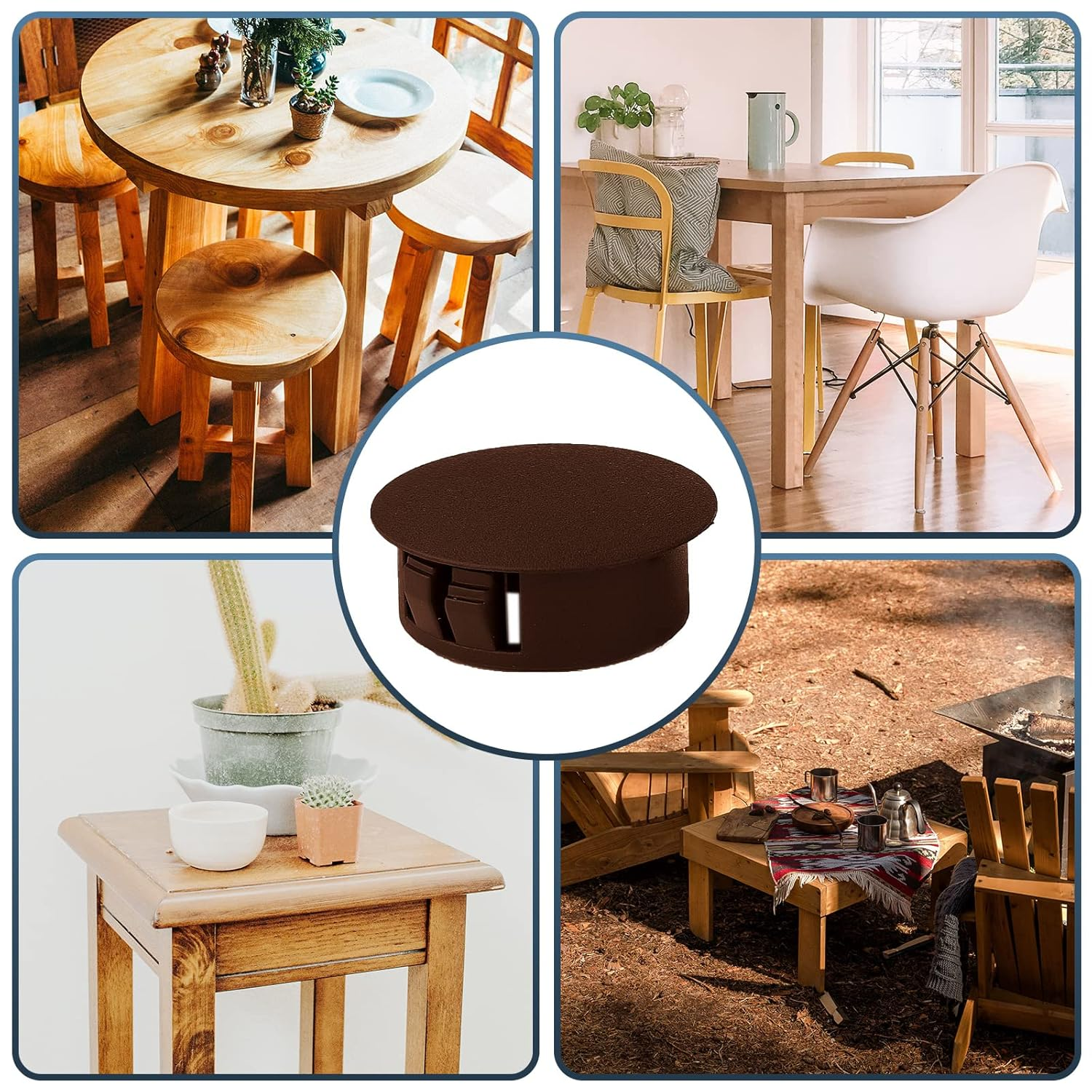 Plastic Hole Plug, 5/6/8/10/13/25 Mm Flush Plug Locking Furniture Cover Caps for Drill Holes, Plate Hole Plugs for Cabinets, Machines, Furniture (Pack of 155, Dark Brown)