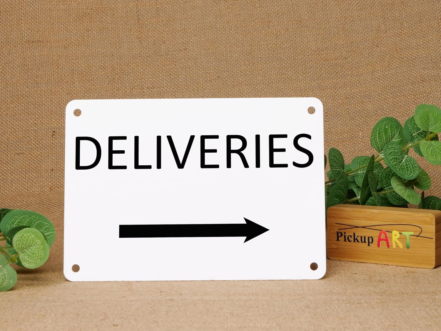 DELIVERIES SIGN (RIGHT ARROW) 140X200MM 200X300Mm Door Sign Sign for Post Man (With Self-Adhesive at Back, 20X30CM) image number 2