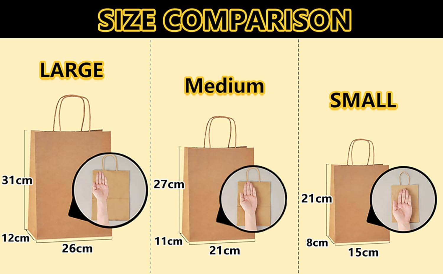 Neulsun 100Pack White Paper Bags 21X11X27 Cm, Plain Medium Paper Bags with Handles Bulk, Kraft Paper Gift, Retail, Party, Shopping Bag, Favor Bag image number 2