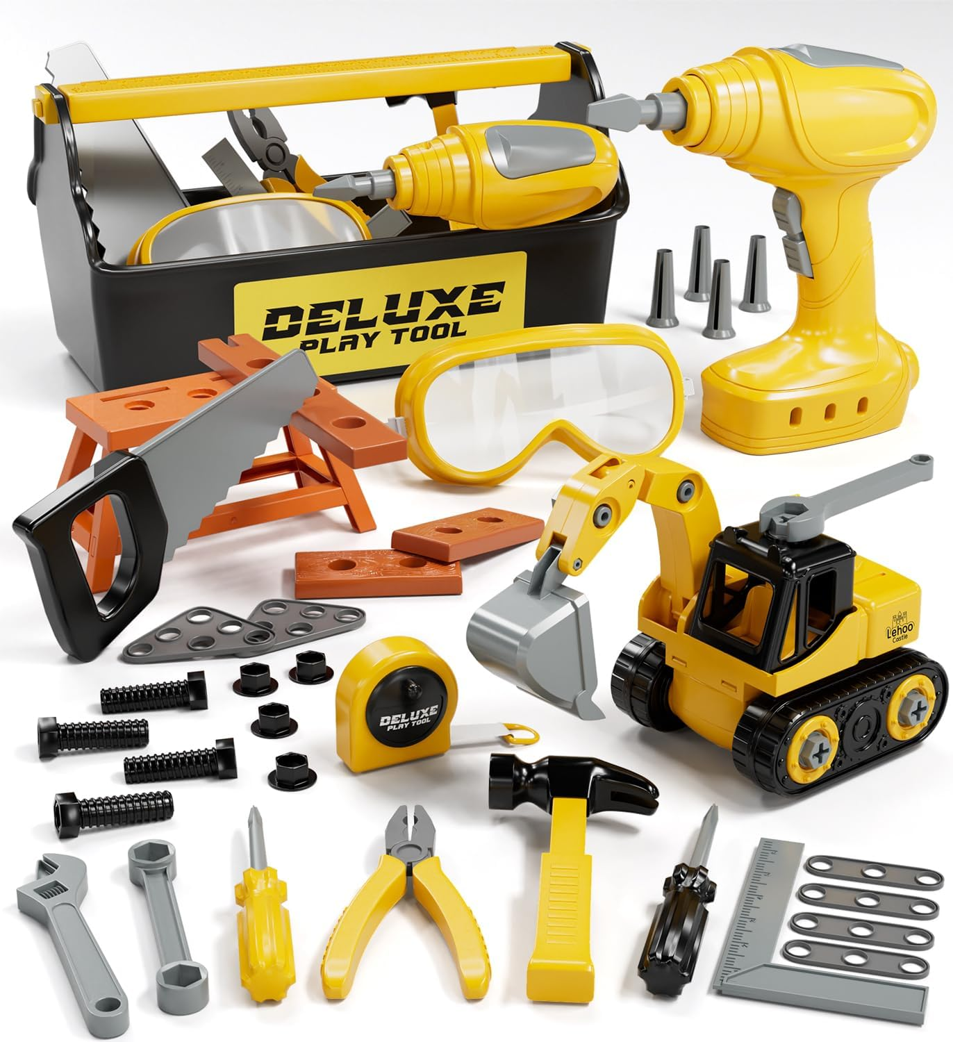 Lehoo Castle Kids Tool Set, Take Apart Construction Toys, Toddlers Montessori Toys, Boy Toys for 3 4 5 Year Old with Electric Drill, Toddler Birthday Toy for Boys Girls image number 5