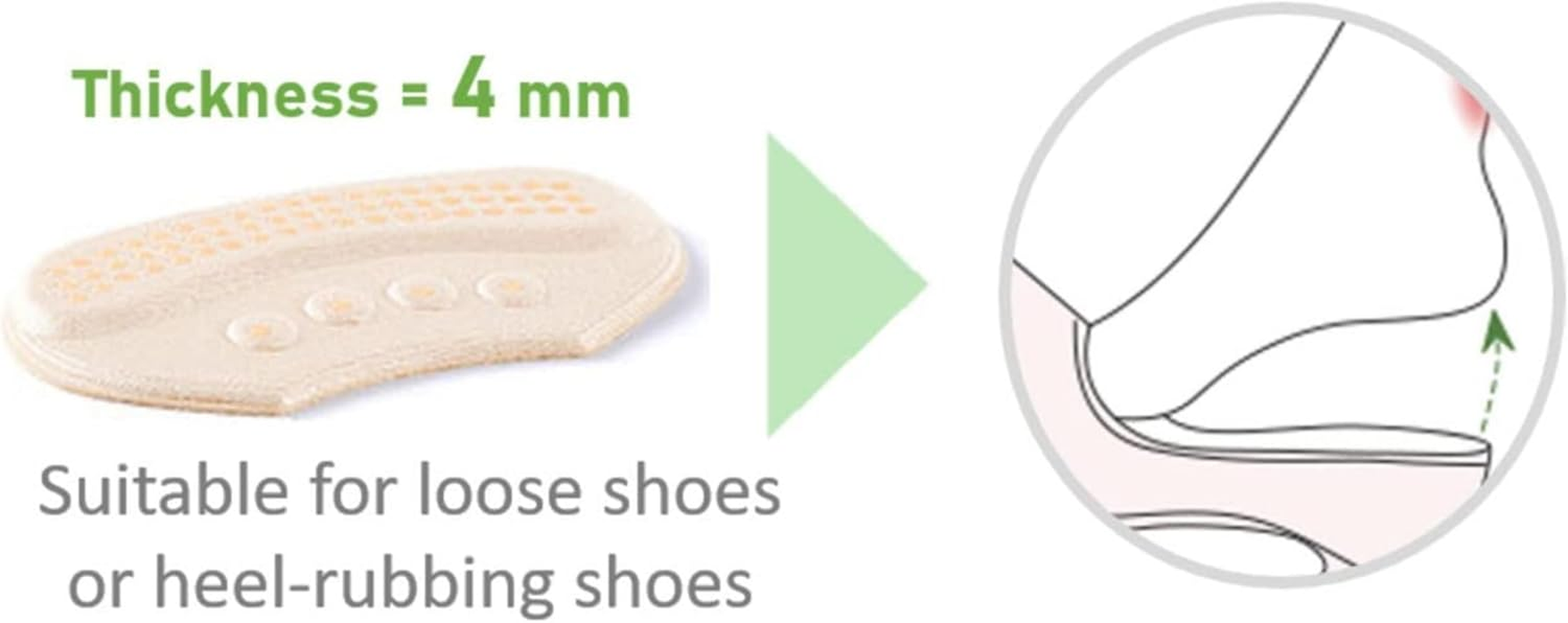 10Pcs Anti-Slip Heel Grips, Thick Liners & Fillers for Half-Size Too Big or Loose Shoes, Heel Cushion Inserts, Heel Pads to Prevent Slipping Out, Rubbing and Blisters(Beige 4Mm)