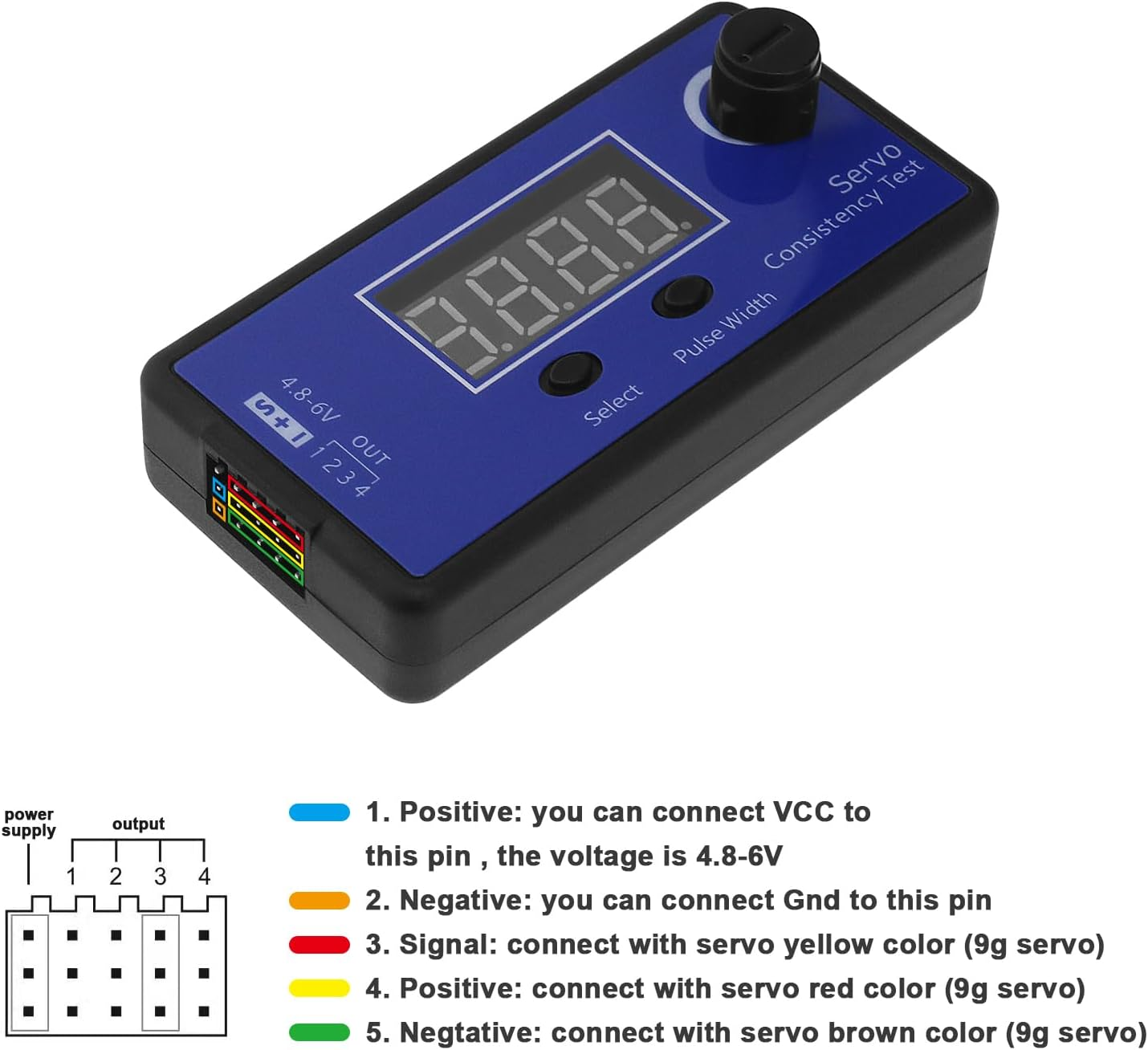 VGOL Digital Servo Tester High Accuracy RC Digital Servo Tester ESC Consistency Tester for RC Car Model Airplane Model and Ship Model Steering Gear image number 6