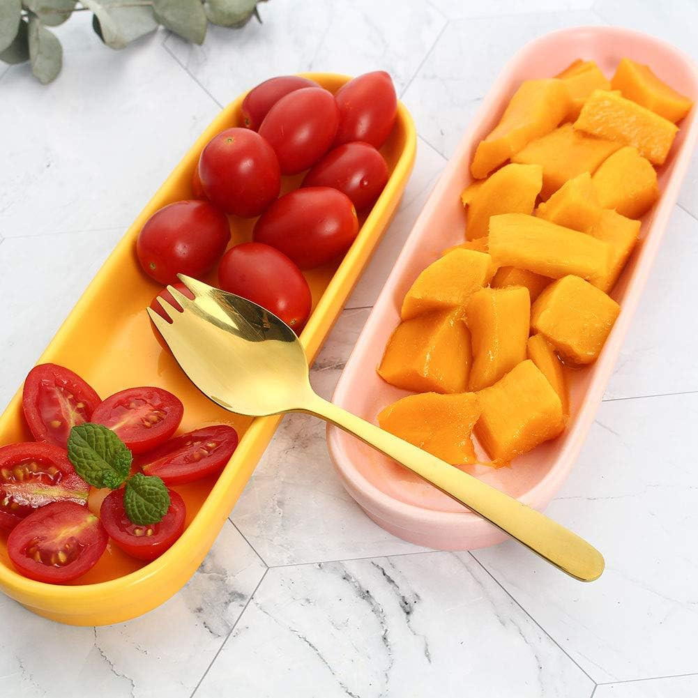 JUCOXO Sporks 4 Pack Stainless Steel Sporks 5.9 Inch Spork Spoon for Ice Cream Spoon Salad Forks, Fruit Appetizer Dessert Spoons (Multicolor) image number 2