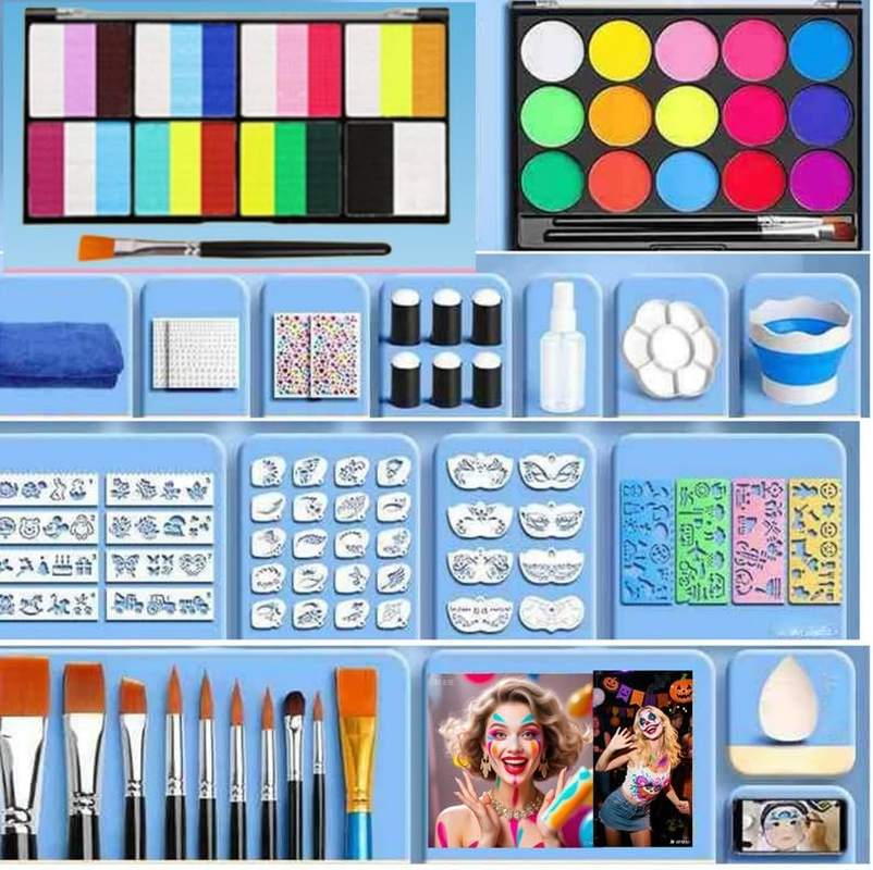 Professional Face & Body Painting Makeup Kit 38 Color . for Halloween Christmas Party Water Based Non Toxic Face Paint Set
