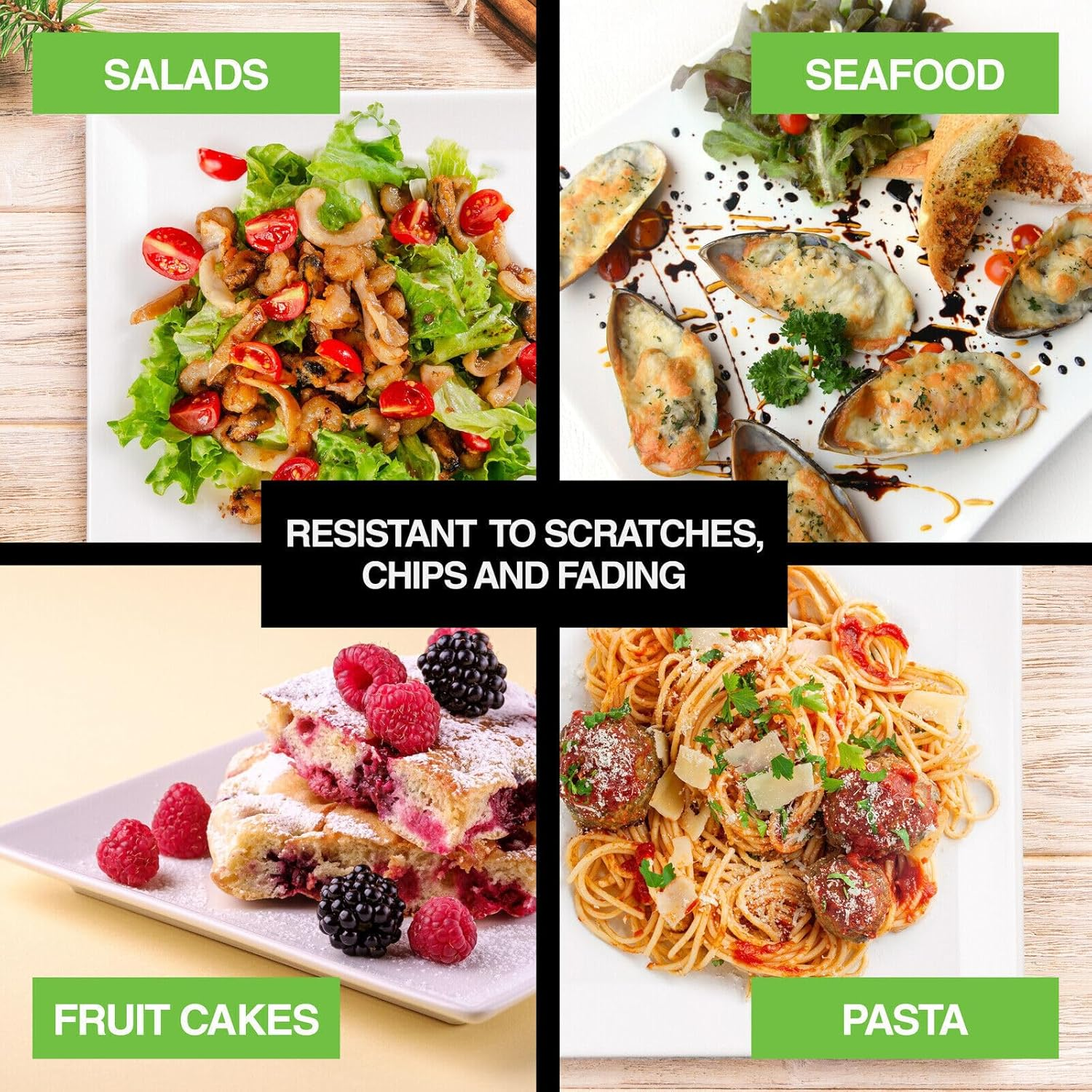 Leona Co Serving Tray Plastic for Party Supplies, 43 X 34Cm Platters for Serving Food, Imitation Porcelain Reusable Dishes for Veggie, Snack, Fruit, Cookies, Desserts in Kitchen, Pool, Pantry