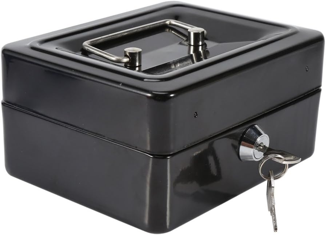 Mini Safe Security Box Household Portable Steel Lockable Cash Money Box (Black) image number 1