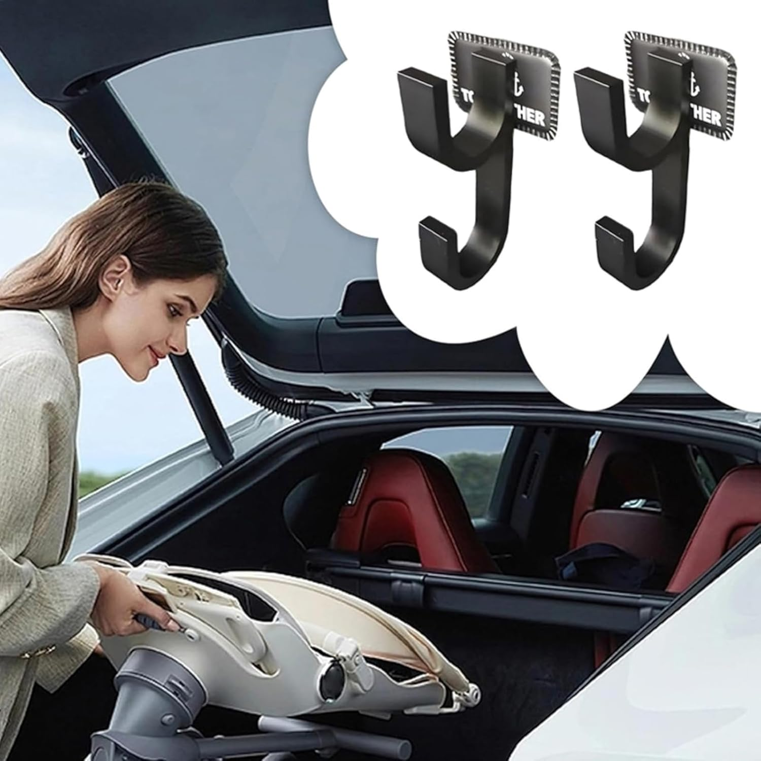 Car Boot Umbrella Holder,Umbrella Hooks for Car Boot,C-Ar Um-Brella Hook,Auto Back Seat Hanger Holder,Auto Trunk Um-Brella Hangers for C-Ar Back Se-At, Visor, Truck, Boat, Stroller, Wheelchair image number 4