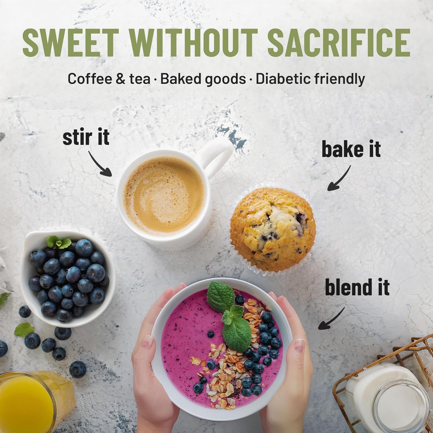 Allulose Sweetener by Sweeteny 500 G &ndash; Low Calorie Sugar Substitute, Zero Net Carbs, No Sugar Alcohol, Keto Sweetener for Baking, Coffee, Tea & Desserts image number 2