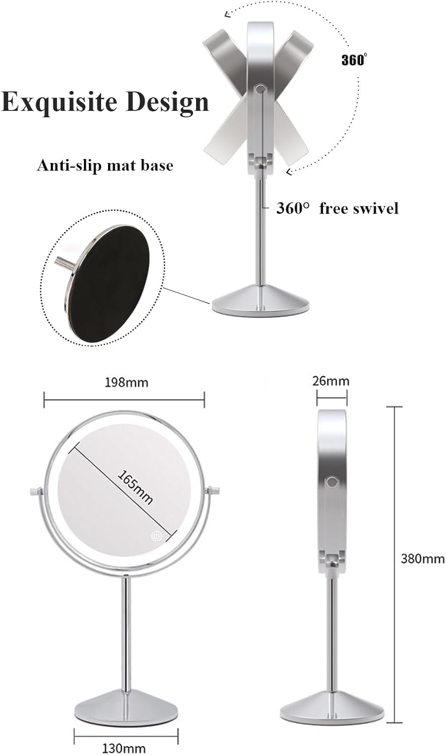 Vanity Mirror with Lights for Makeup Desk 1X/10X Double Side Magnifying Mirror,8" Lighted Travel Mirror for Shaving (Luxury Gold, 5X Magnification) image number 5