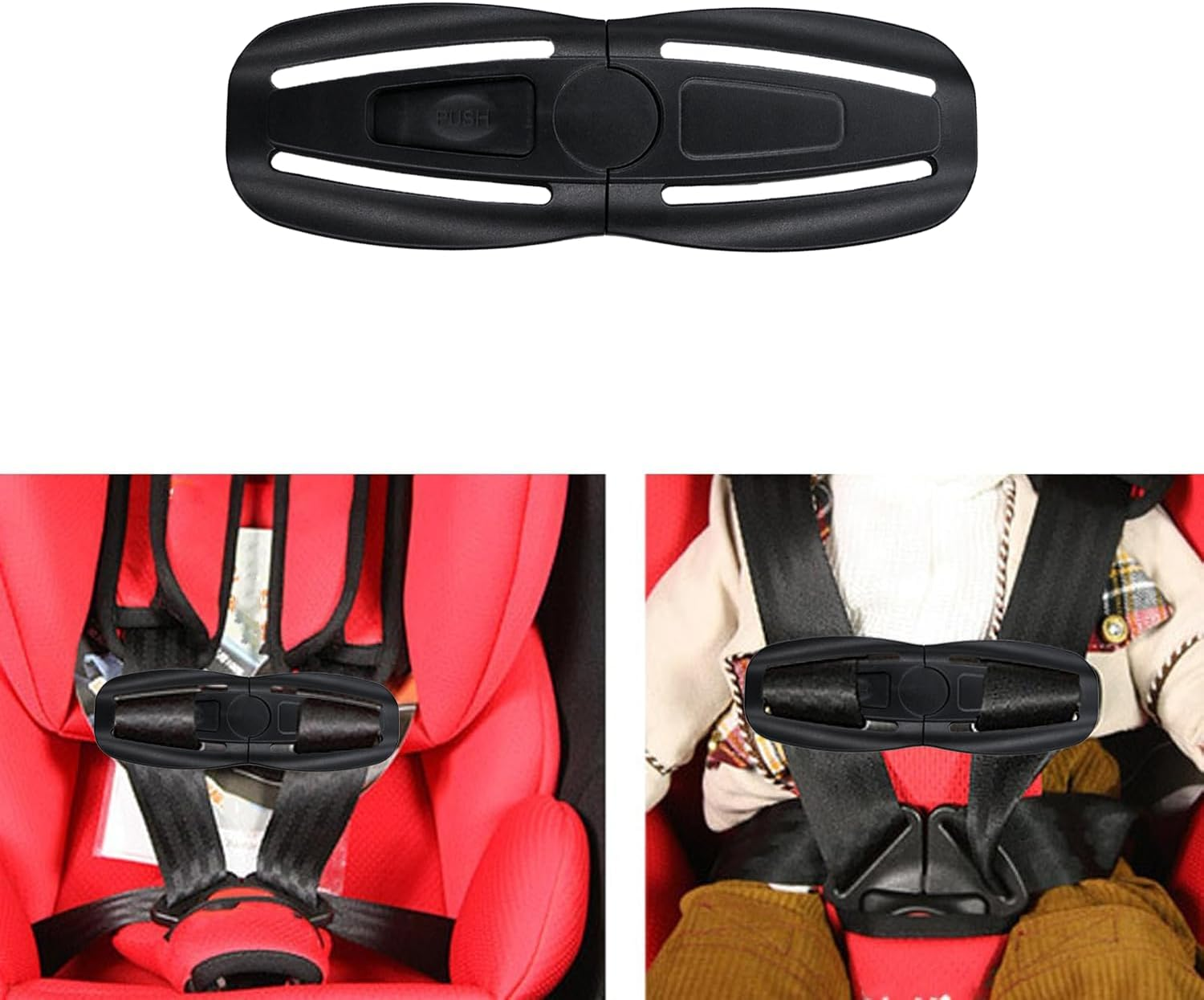 2 Pcs Seat Chest Harness Clip Seat Buckle Lock Stroller Chest Clip Universal Replacement for Baby and Kids Trend,Adjustable Guard (Black) image number 2