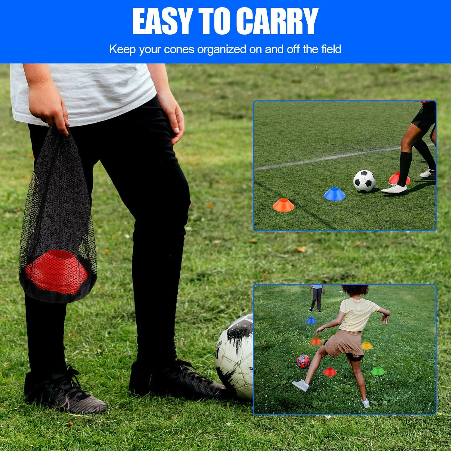 25Pcs Soccer Cones for Sports Training, 5 Inch Mini Football Cones with Mesh Bag, Flexible Agility Practice Cones Drills Training Plastic Cones for Basketball Sports Games Kids Skating