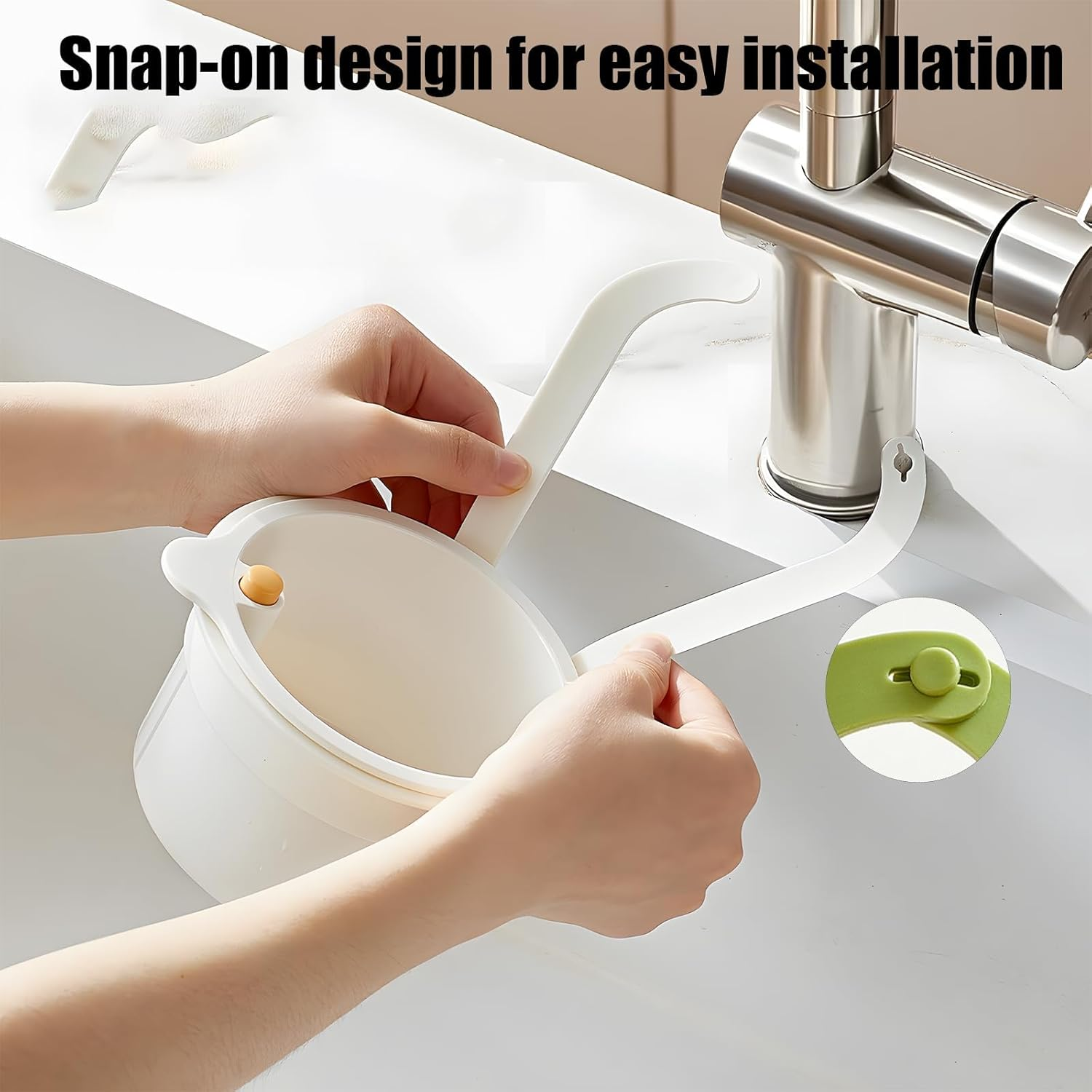 Hanging Silicone Sink Strainer Basket, Food Waste Drain Basket with Handle, Kitchen Garbage Filter Holder for Sink (White) - White image number 5