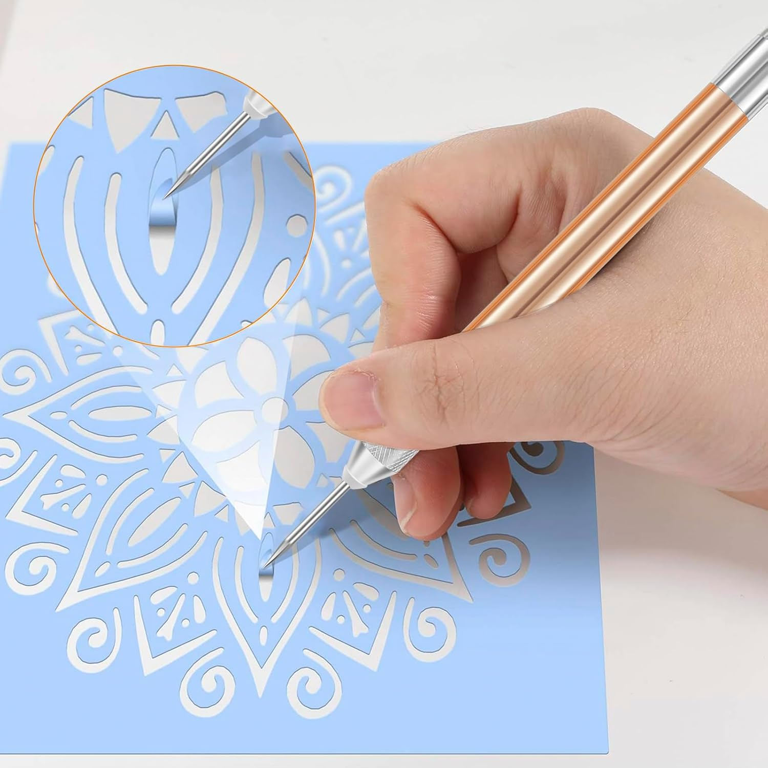 5Pcs Vinyl Weeding Tools Set with LED Light,Vinyl Lighted Weeding Pen Tools Straight Weeder, Portable Weeding Hook Pin Basic Tool Set for Crafting Silhouettes Cameos DIY image number 4