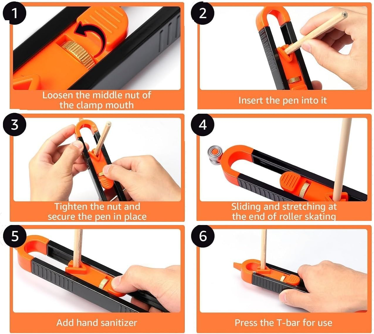 WADY 1PCS Precise Contour Gauge with Pencil Slot Profile Tool for Duplicating Irregular Shapes, Measuring Profile Duplicator (Black Orange) image number 5