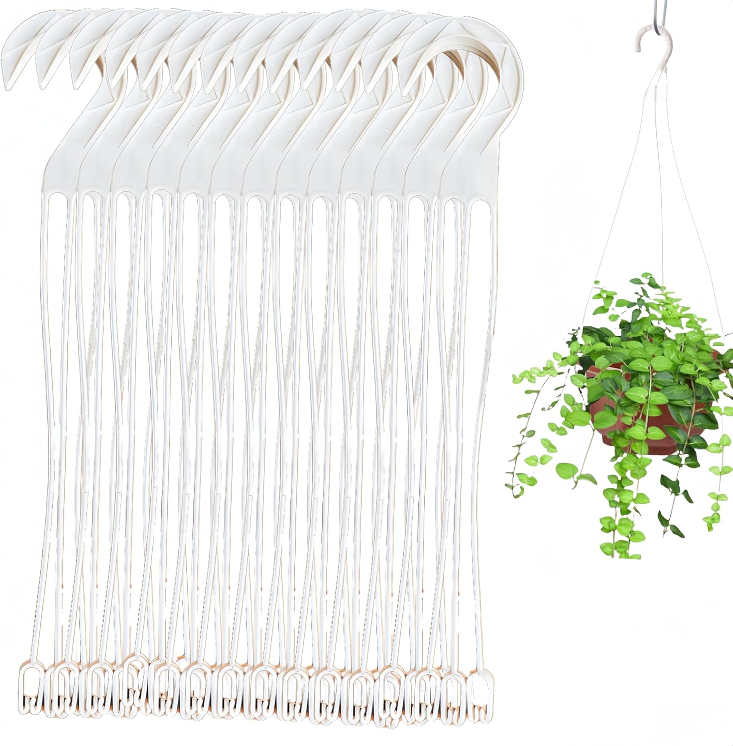 20 Pack Hanging Basket Hangers Hook, 39.5 Cm Plastic Hanging Basket Chain, Wizefolk Garden Plant Hangers, Flower Plant Pot Hanger, for Plastic Flowerpot (White) image number 4