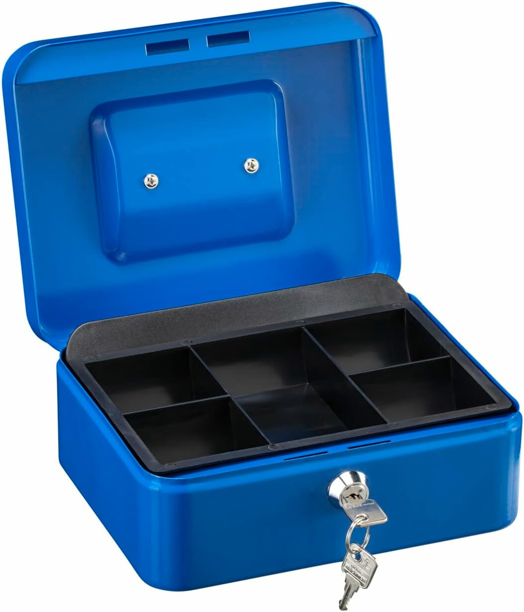 Burg-W&auml;chter Money Box Lockable with Key and Hard Money Insert, Sheet Steel, Money 5020, Blue - Blue image number 6