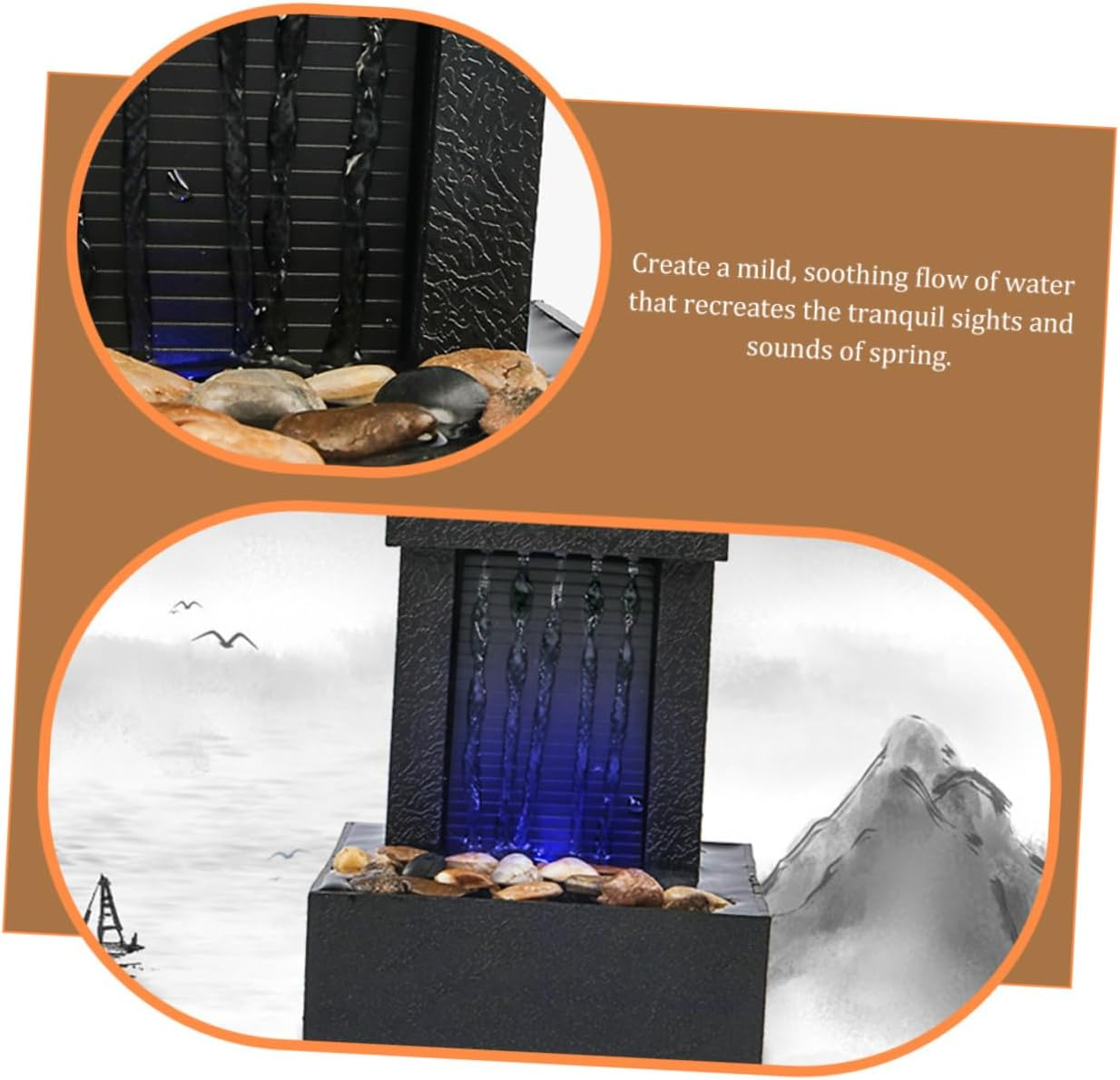 RORPOIR Small Indoor Water Fountain Led Decorative Fountain for Home Office Hotel image number 1