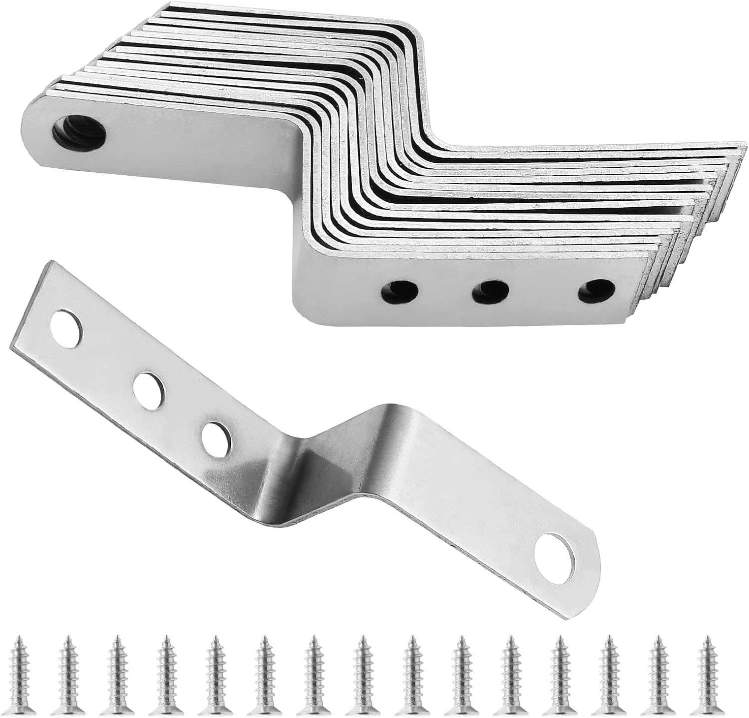 Bivethoi 15Pcs Metal Z Angle Brackets 1 Inch / 25Mm, Corner Mounting Shelf Brace with Screws, Furniture Fastener Photo Frame Brace Accessories image number 5