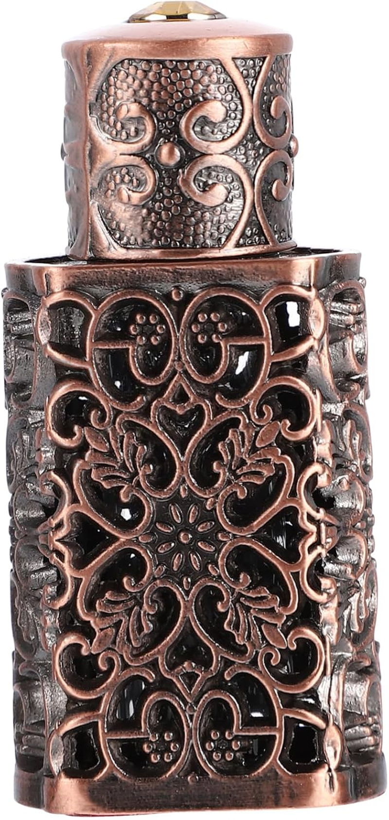 GARVALON Essential Oil Dispenser Hollow Engraved Metal Glass Travel Bottle for Perfume and Cosmetic Use