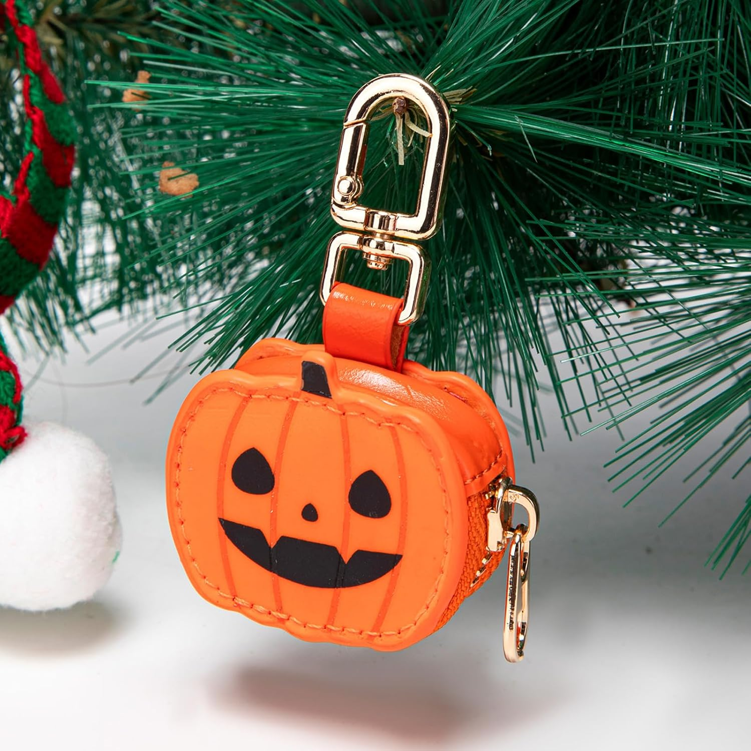 [Xinsheinelry] Small Leather Coin Purse Keychain Pumpkin Purse Bag Charm Accessories for Handbag Women Bag Charm Accessories - Oh! image number 4