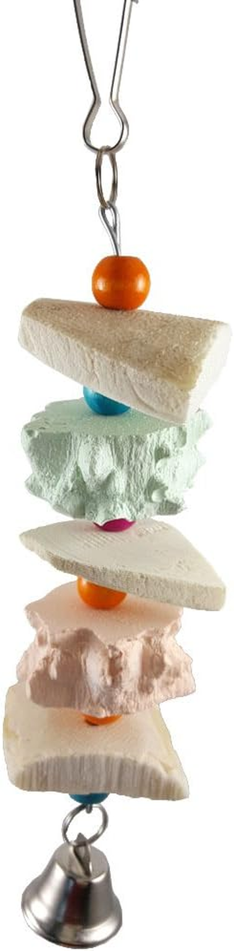 Bird Cuttlebone, Parrot Chewing Toy Beak Trimmer Calcium Stone with Bell for Parrots Conures Cockatiels Parrots Budgies African Grey image number 1