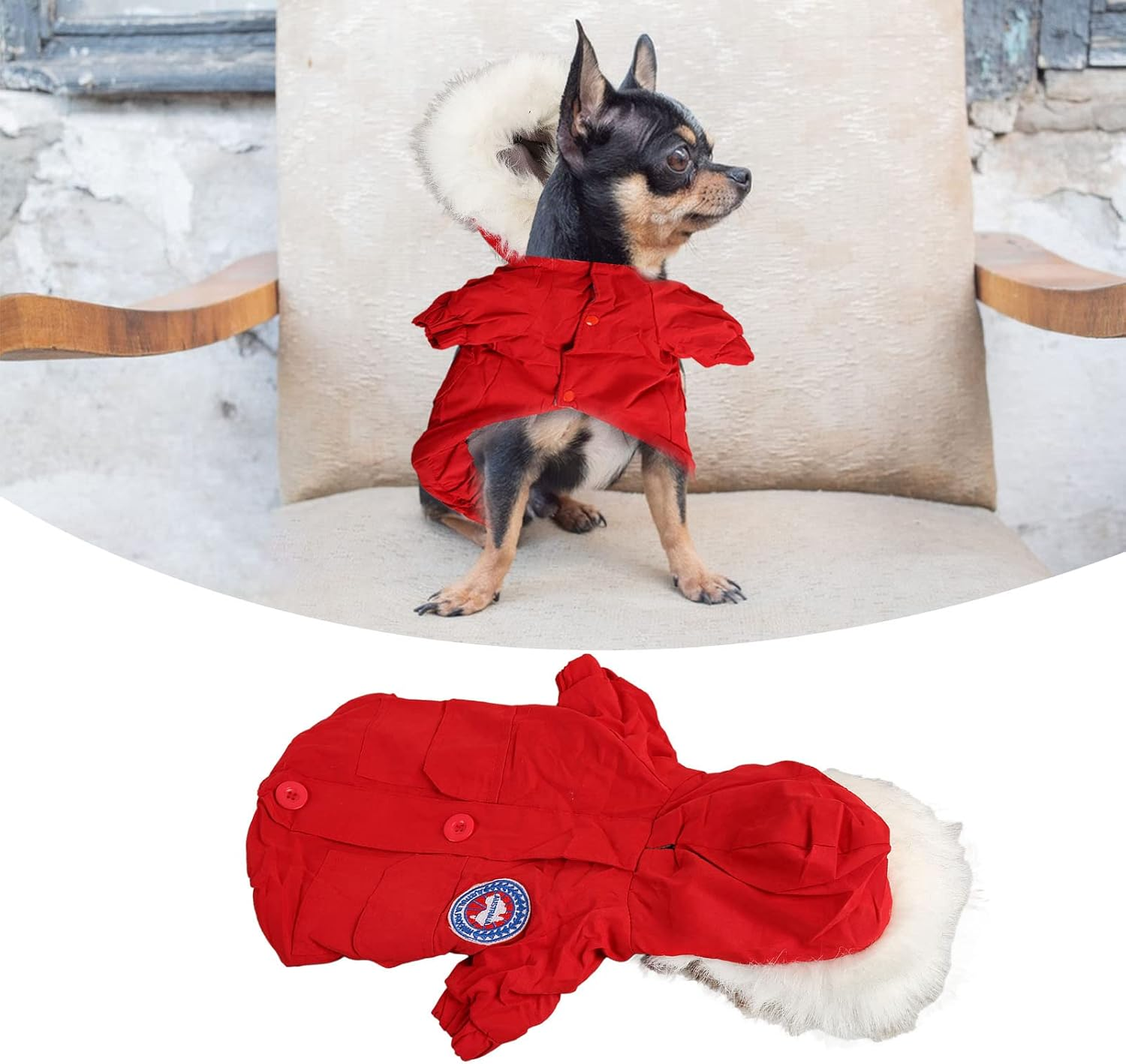 Dog Hoodies Clothes, Pet Cotton Warm Hoodies Coat Dog Winter Coats, Fashionable Casual Thickened Warm Puppy Coats for Small Medium Dogs Cats Red (XXL) image number 5