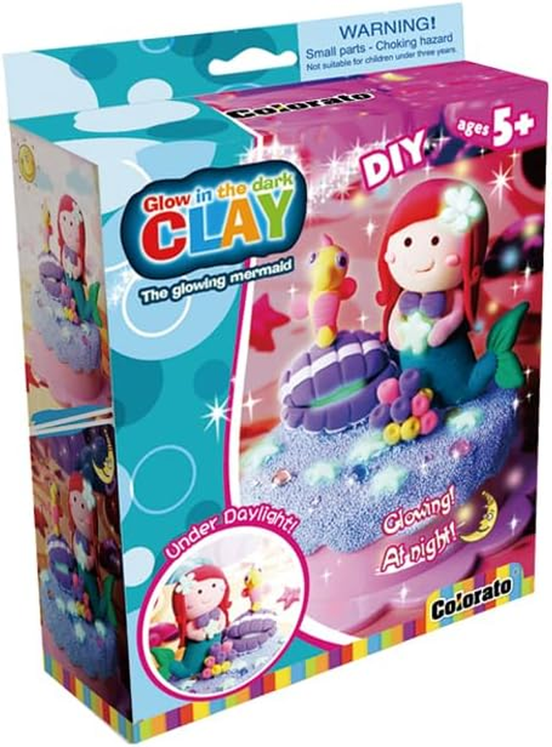 DIY Super Clay Play Set, Kids Colored Charms Mirror Comb Bracelet Accessories Inspired Jewelry Toys Making Kit Set Gifts Pack, for Christmas Birthday Family Night (Glow in the Dark Mermaid) image number 1