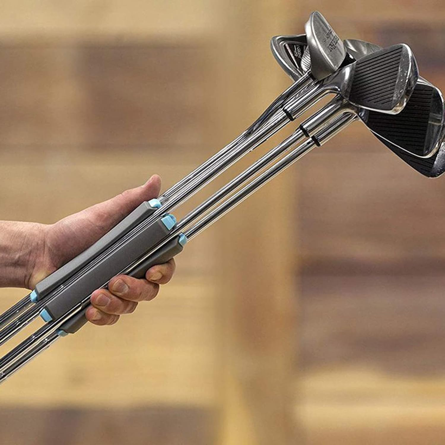 WADY Golf Club Carrier, Portable Golf Club Retainer, Golf Club Retainer Fixed Support Fixed Clip Holder Holds up to 6 Clubs, Golf Club Divider for Carrying - Gra+Blue image number 1