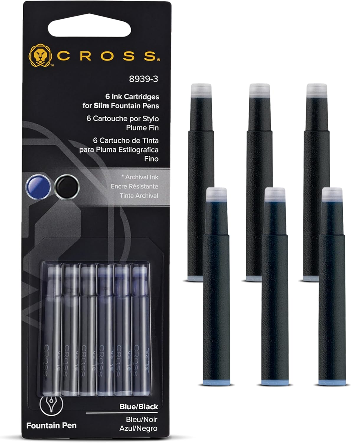 Cross A. T. Ink Cartridge for FH Blue-Black, Blister Card with 1X 6 Pieces image number 5