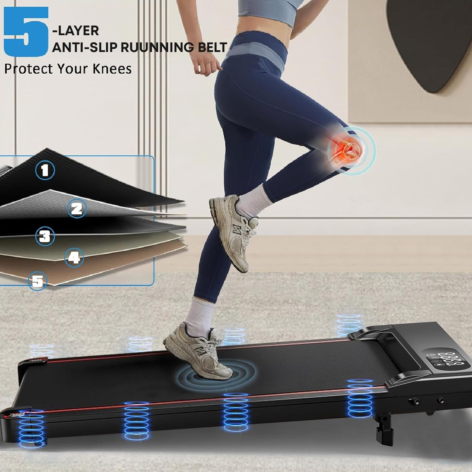 Incline Walking Pad Treadmill, Walking Pad with Incline, 300 Lbs under Desk Treadmills for Home Office, Portable Treadmill with LED Display