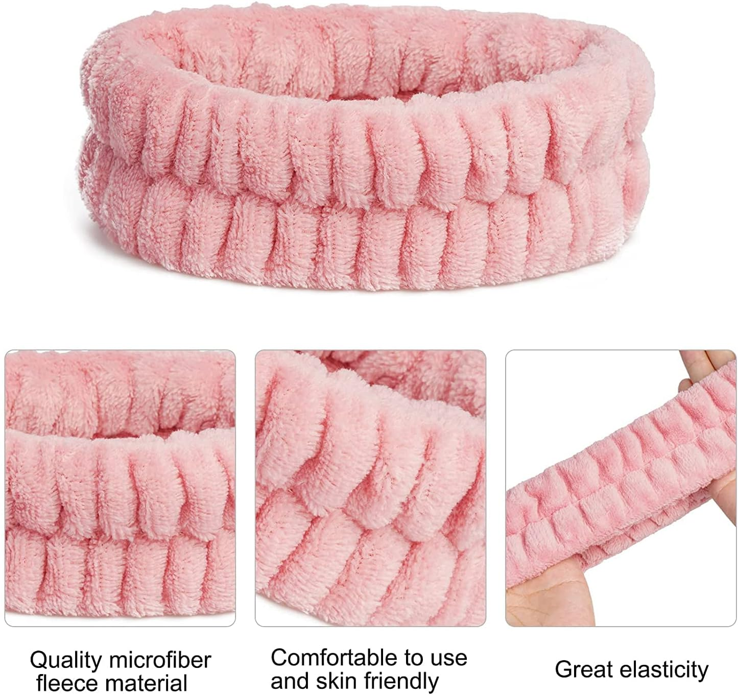 Spa Face Headband Wrist Wash Band Set, Microfibre Face Makeup Headbands, Wrist Wash Band, Absorbent Sweatband, Face Band for Make-Up, Pack of 12 image number 3