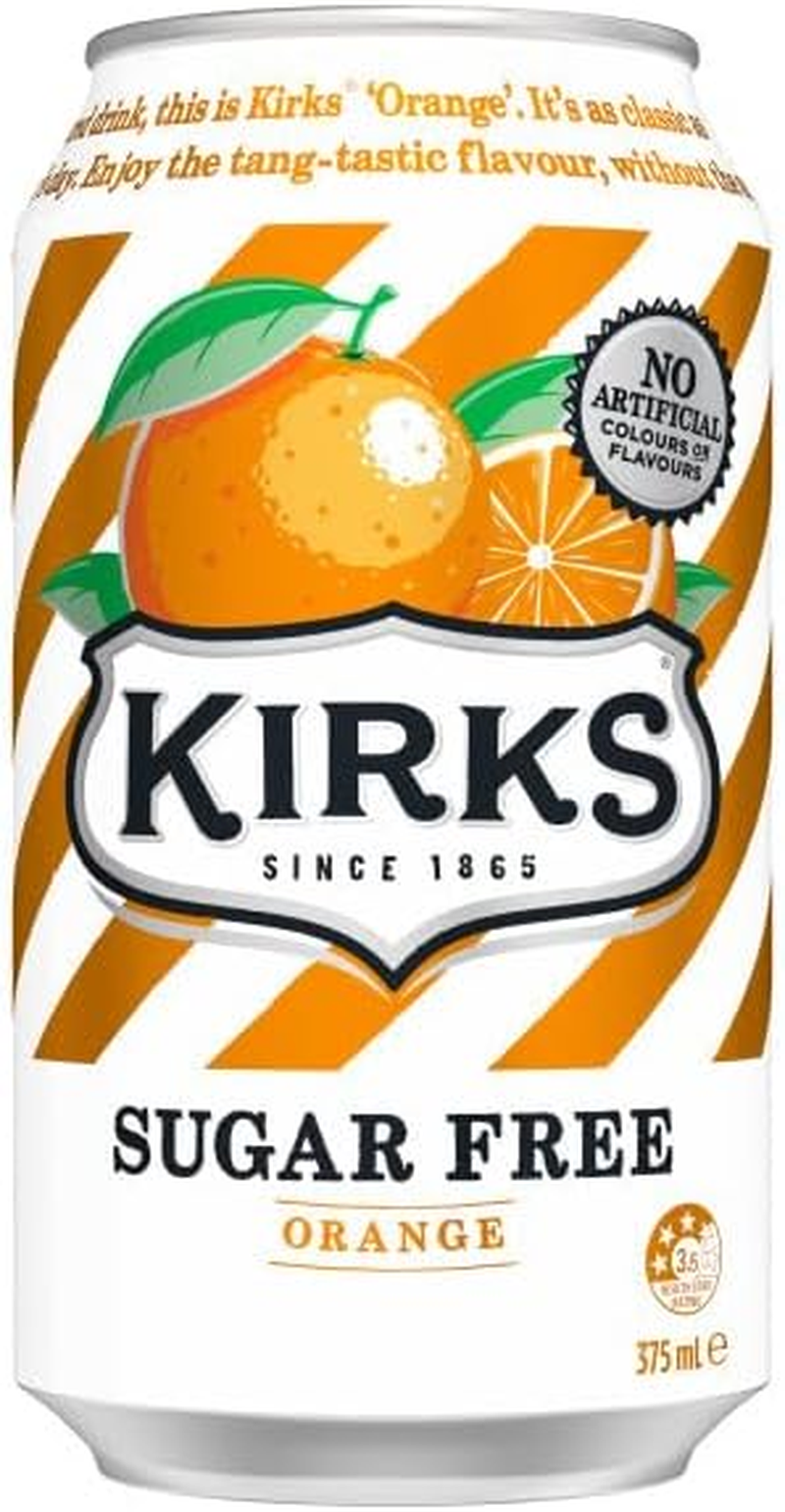Kirks Orange Zero Sugar Soft Drink Multipack Cans 20 X 375Ml image number 4