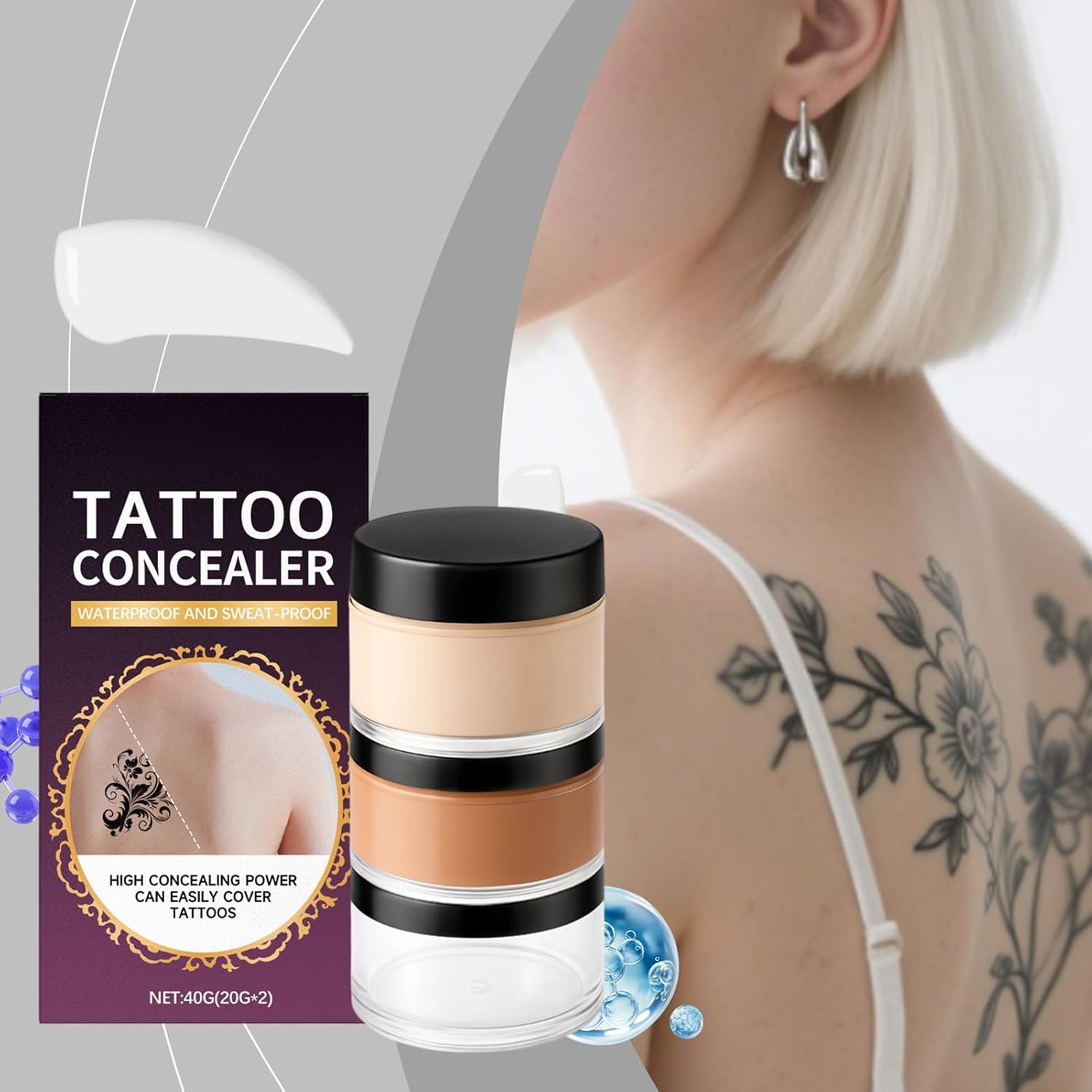 Meindin Scar Cover Foundation | Waterproof Leg Makeup Cream | Makeup Sweat Proof Foundation for Event Holiday Daily Prank Classroom Cosplay Party Halloween Offices Entertainment image number 2