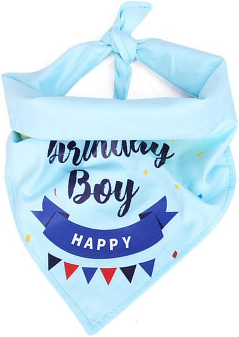 DGBAY Dog Birthday Bandana, Hat, Bow Tie & Banner Set - Blue - Cotton - Medium/Small Dogs & Cats - Costume Accessory Set image number 3