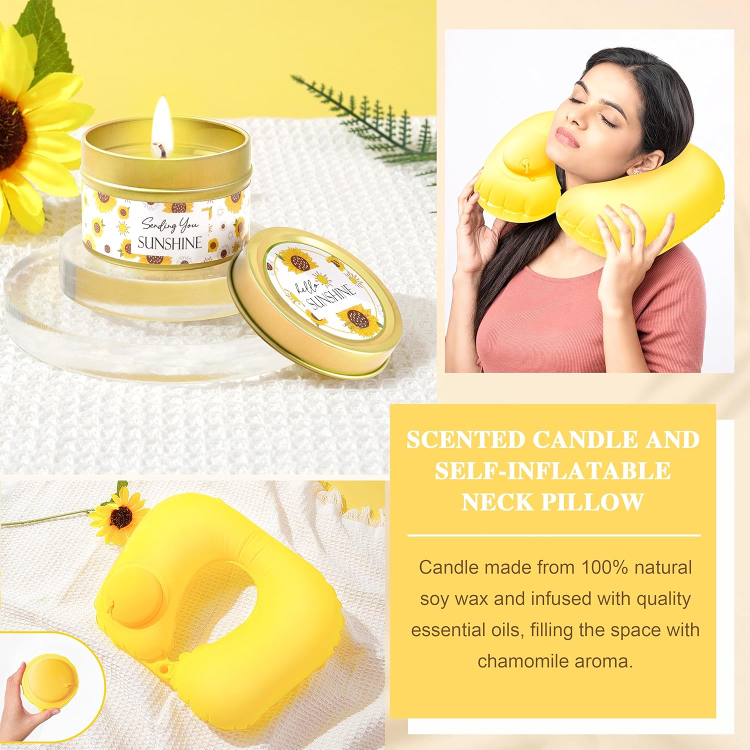 LUCOTIYA Sunflower Get Well Gifts for Women Self-Care Gift Set with Wine Tumbler, Blanket, Neck Pillow, Cozy Socks, Candle, Bath Bombs, for Women Birthday Mom Grandma