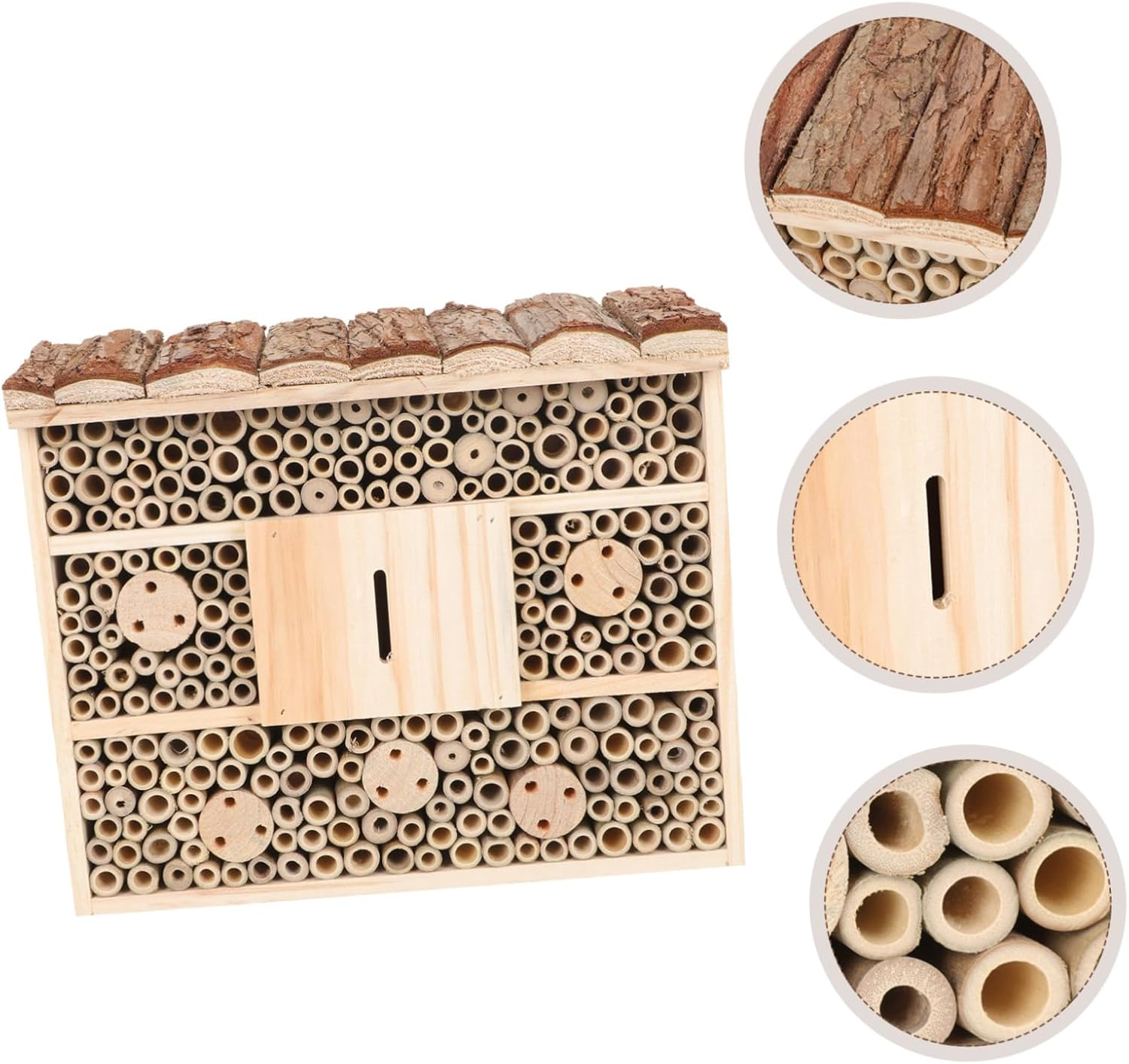 Yardwe Wooden Bee House Garden Ornament Outdoor Insect Cabin Shelter for Bees Ladybirds Safe Habitat Decorative Accent image number 6
