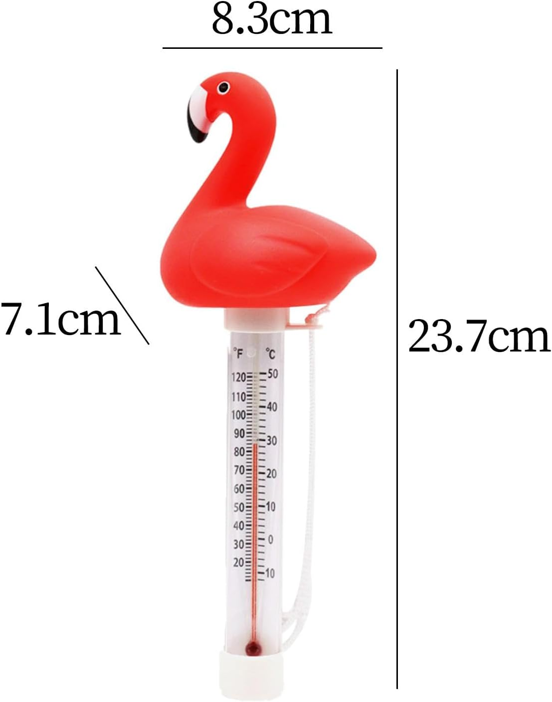 Fenteer Floating Pool Thermometer,Flamingo Gauge Easy to Read SPA Water Thermometer with String for Shower, Fishing Pond, Ice Bath image number 6