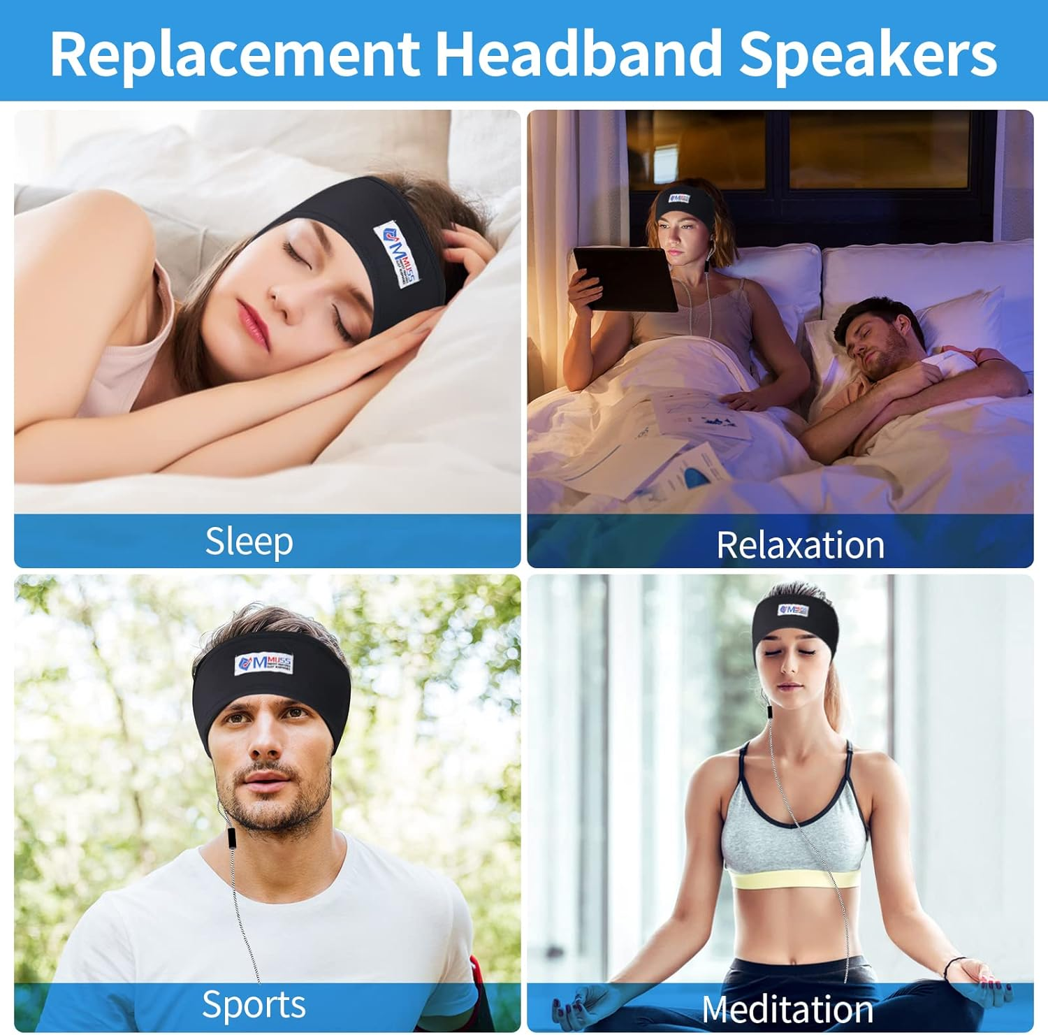 MMUSS Sleep Ultra Thin Pillow Headphones with Mic, Control Button for Sleep Headphones. Headband Headphone Replacement image number 1