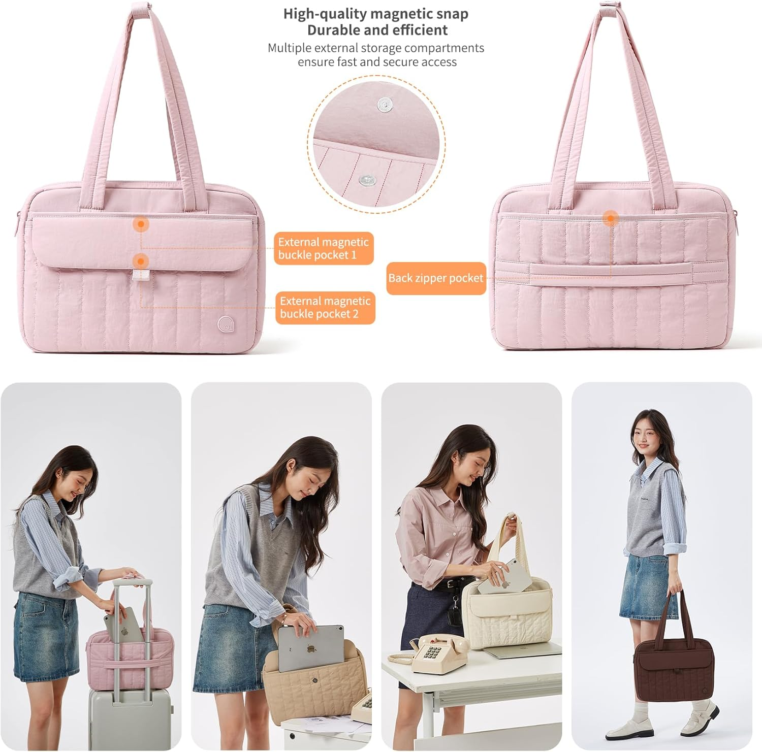 AJI Laptop Bag Laptop Sleeve: Laptop Bag Women Fit 14/16 Inch - Laptop Case Shoulder Bag for Women Lightweight Water-Resistant Laptop Protection for Travel Work Leisure image number 4