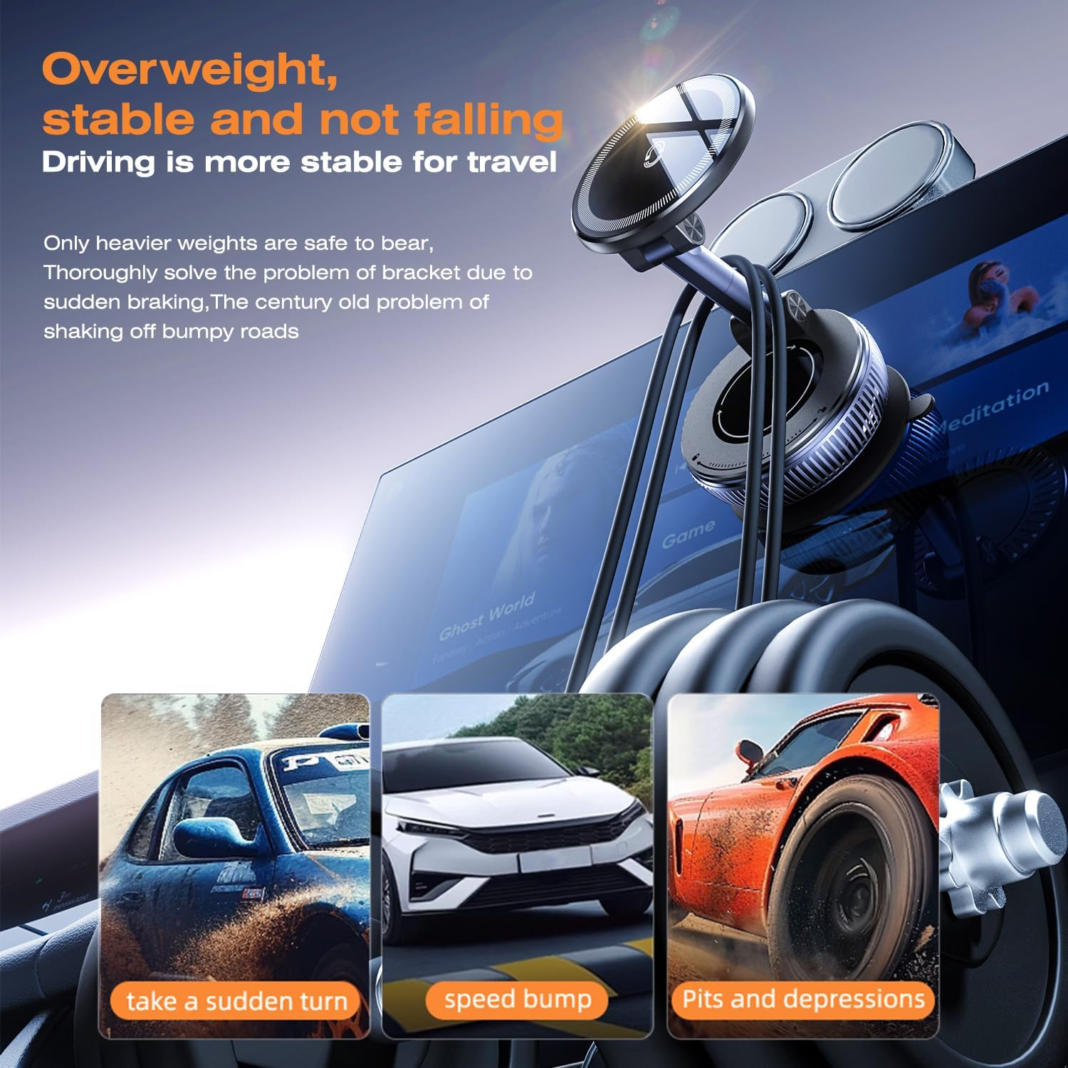 Magnetic Car Phone Holder with 360&deg; Rotation and Reinforced Ultra Suction Cup for Easy Installation - Universal Dashboard or Windshield Mount, Compatible with Magsafe, Iphone, and Android Devices image number 5