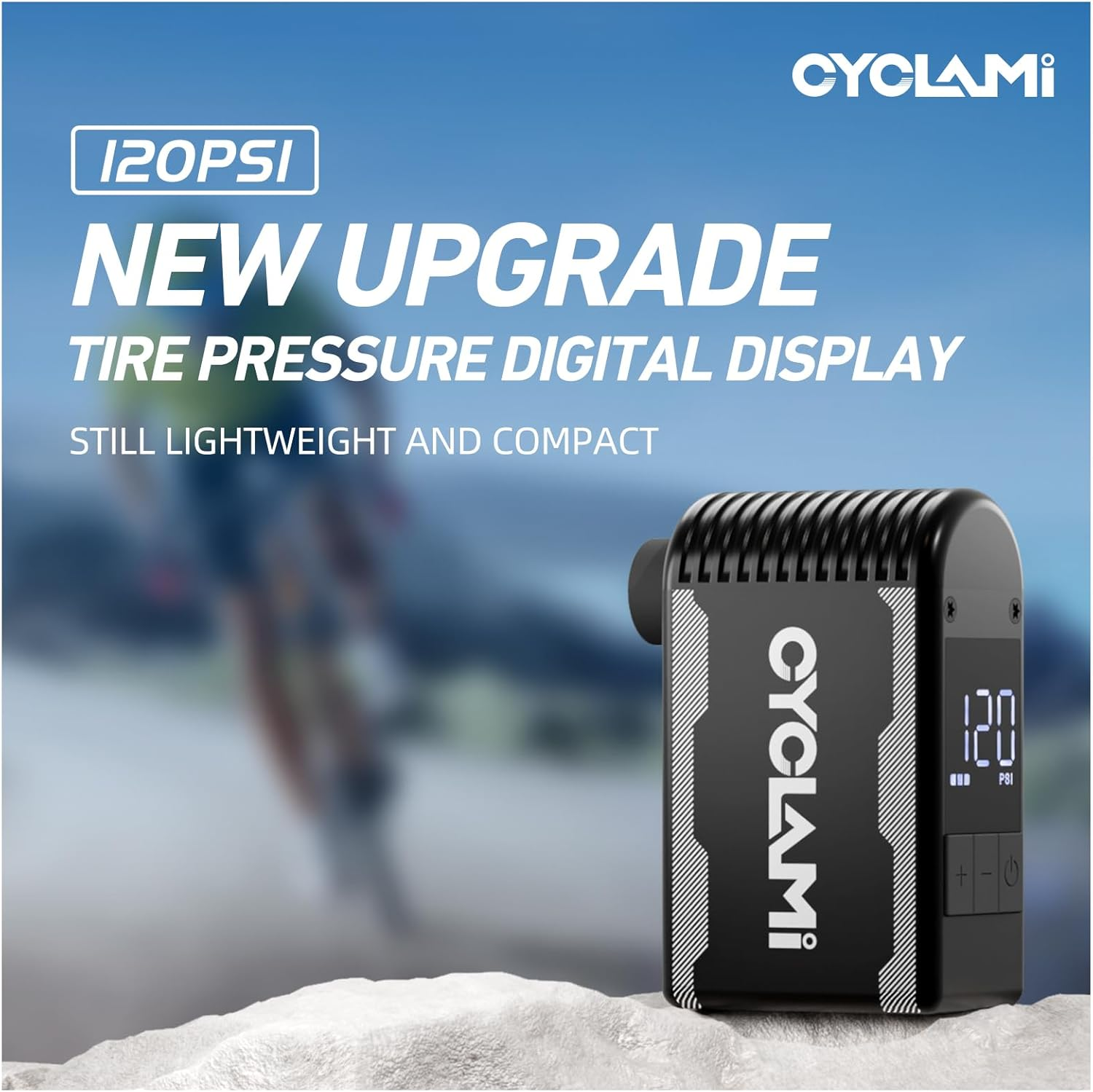 Mini Tiny Bike Pump with Gauge, 120PSI Electric Bicycle Air Pump, Auto Stop, Presta and Schrader Valve Aluminium Portable Tire Inflator for All Bike, Motorcycle, Type-C Rechargeable image number 1